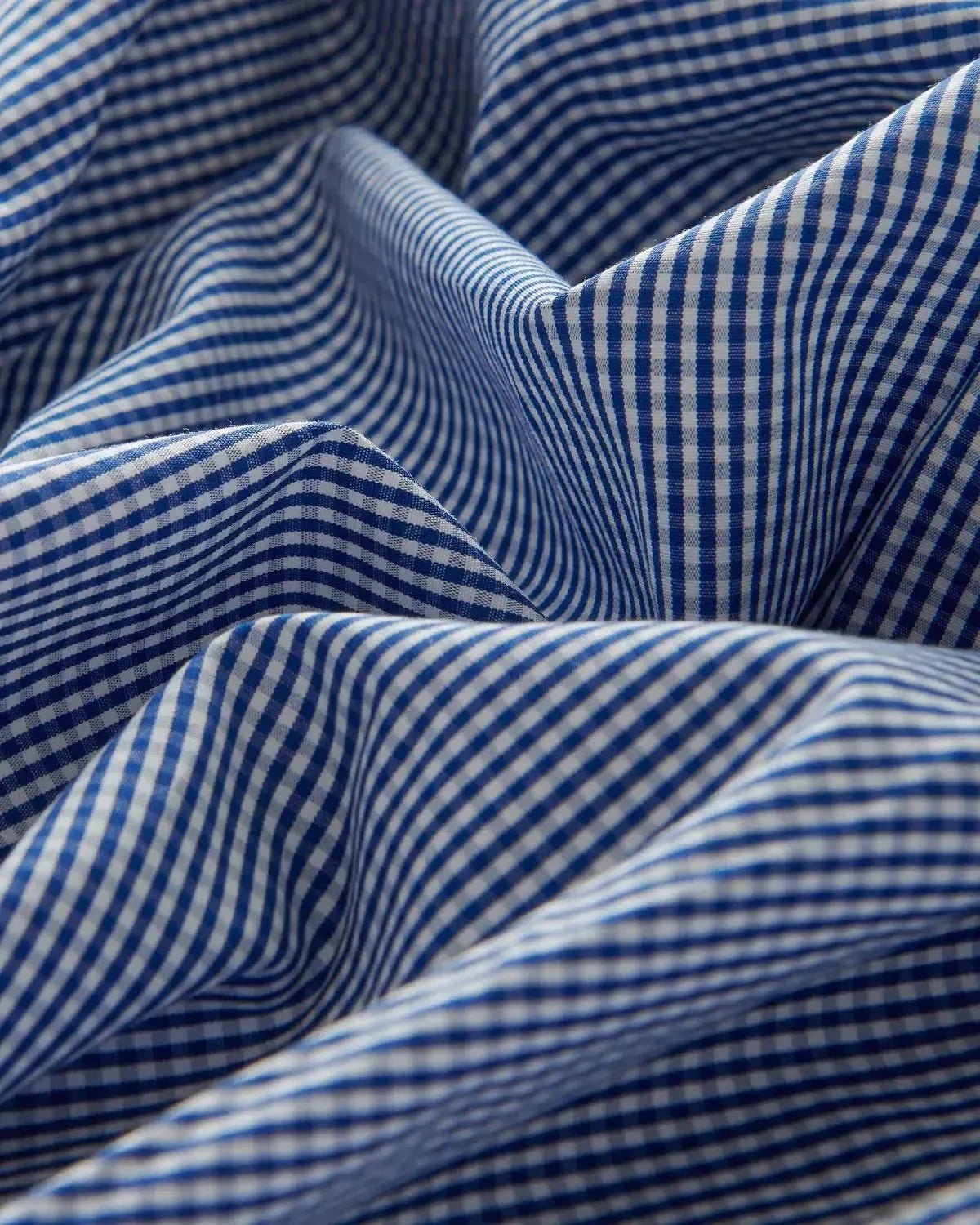 Bernard Weatherill Micro Gingham Semi Cutaway Shirt Royal Blue White - Malford_of_London_Tailoring_Archive