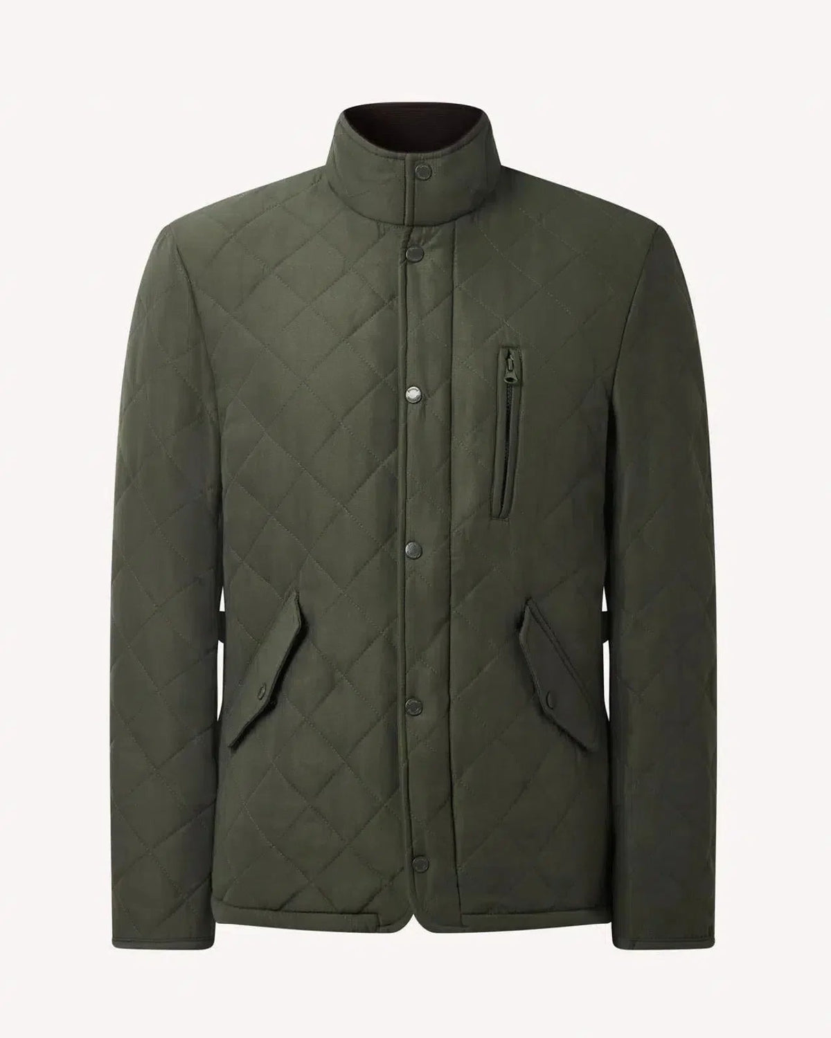 Bernard Weatherill Stand Collar Padded Jacket Khaki Green - Malford_of_London_Tailoring_Archive