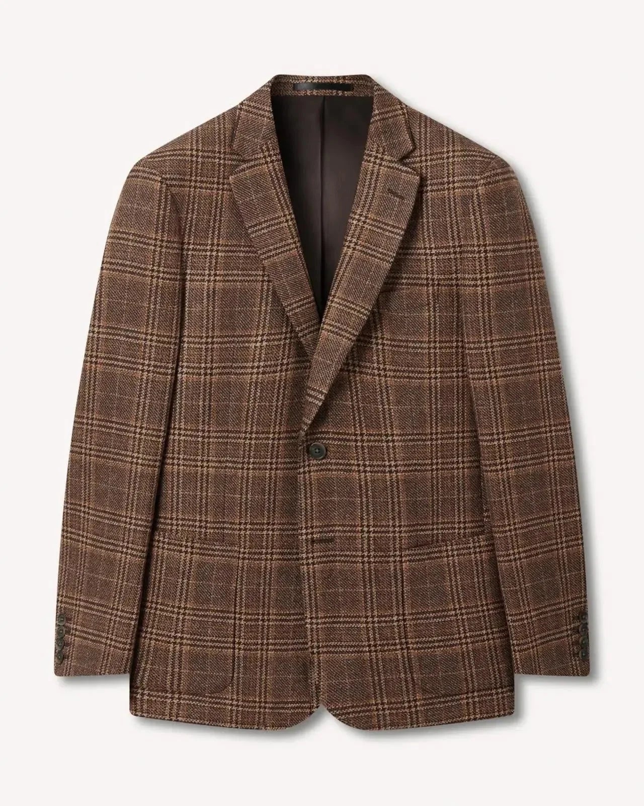 Bernard Weatherill Two Button Window Check Wool Jacket Brown - Malford_of_London_Tailoring_Archive