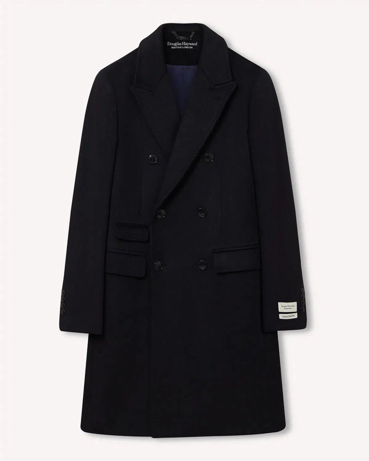 Douglas Haywood Classic DB Cashmere Overcoat Navy – Tailored Menswear | Malford of London