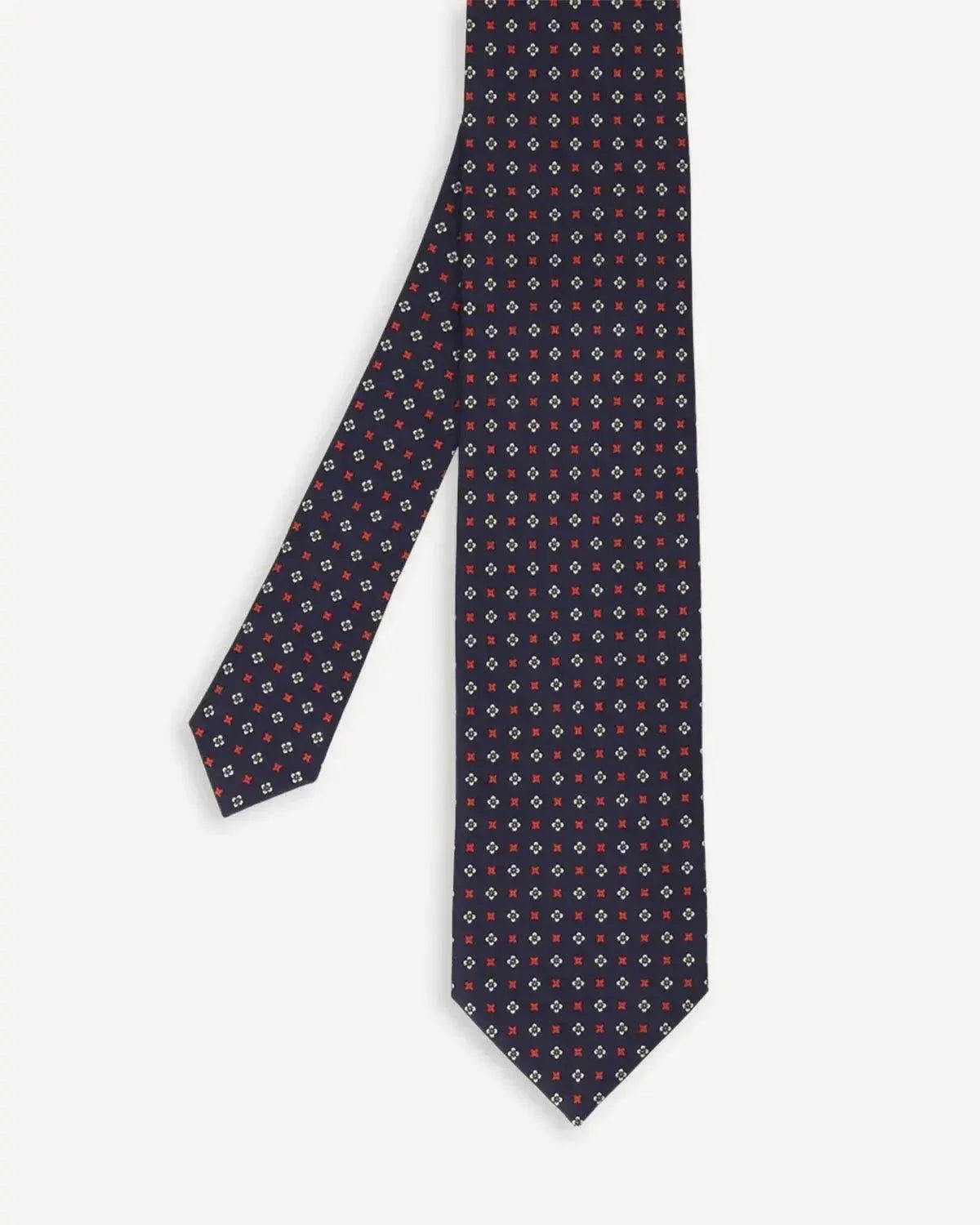 Drake's Classic Print Tie Navy Red Floral - Malford_of_London_Tailoring_Archive