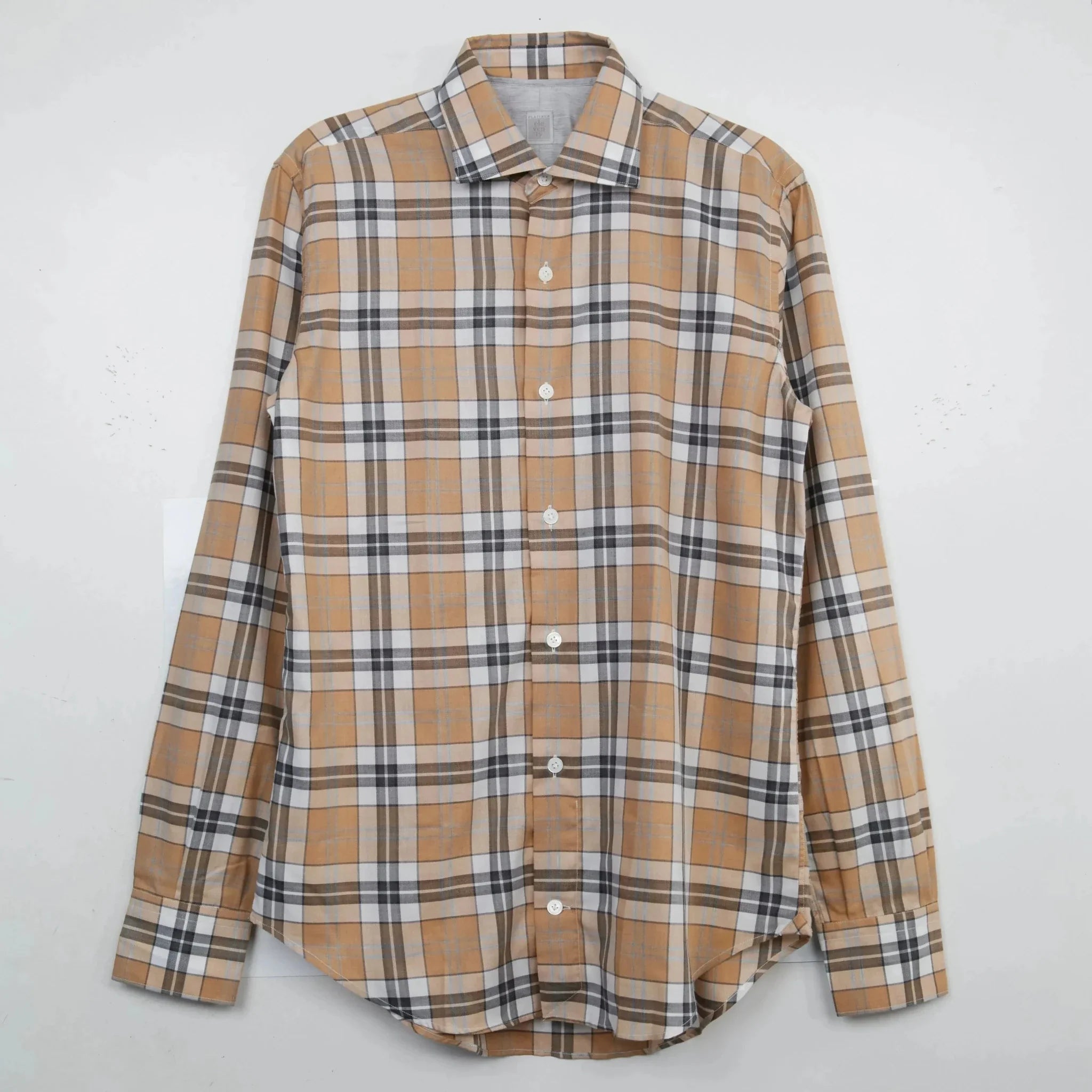 Eleventy Check Shirt Brown White - Malford_of_London_Tailoring_Archive