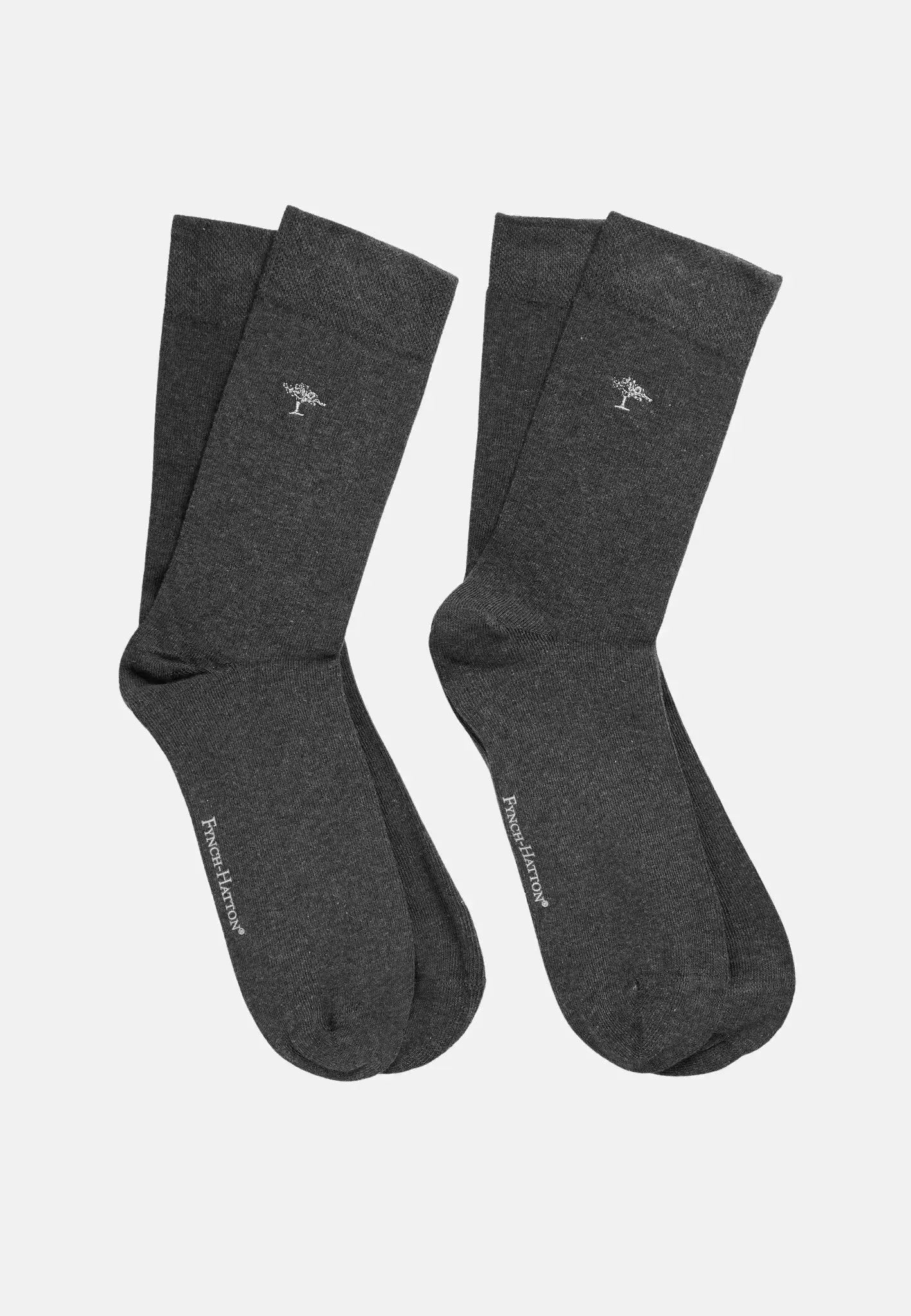 Fynch - Hatton 2 - Pack Embroidered Logo Socks Anthracite – Tailored Menswear | Malford of London