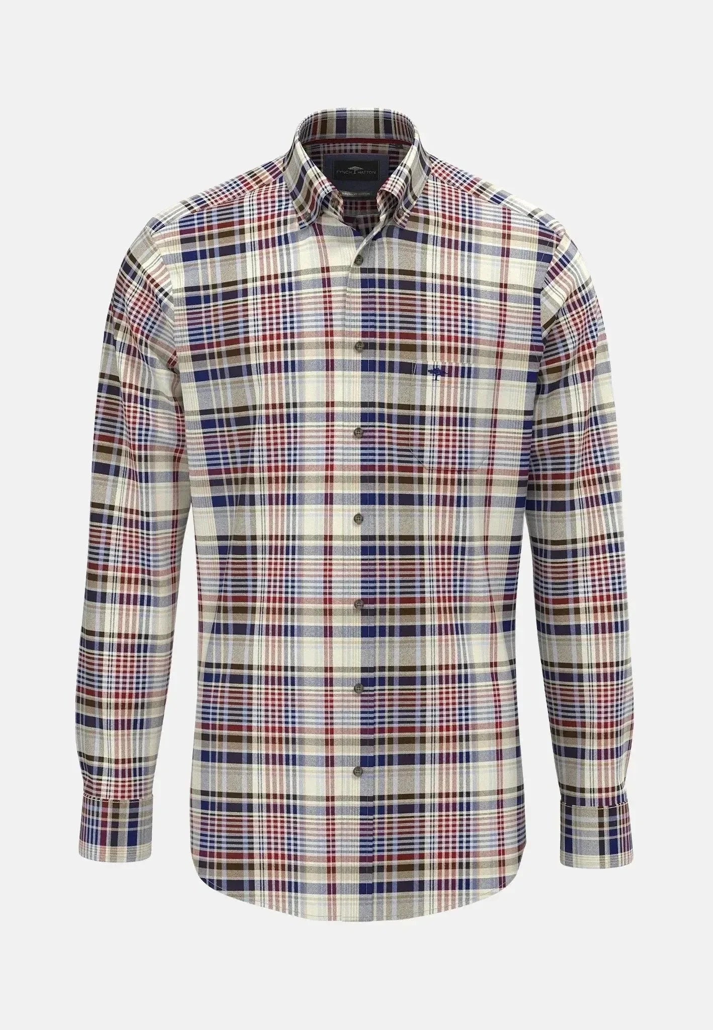 Fynch - Hatton Colourful Flannel Button Down Check Shirt Garnet Red – Tailored Menswear | Malford of London