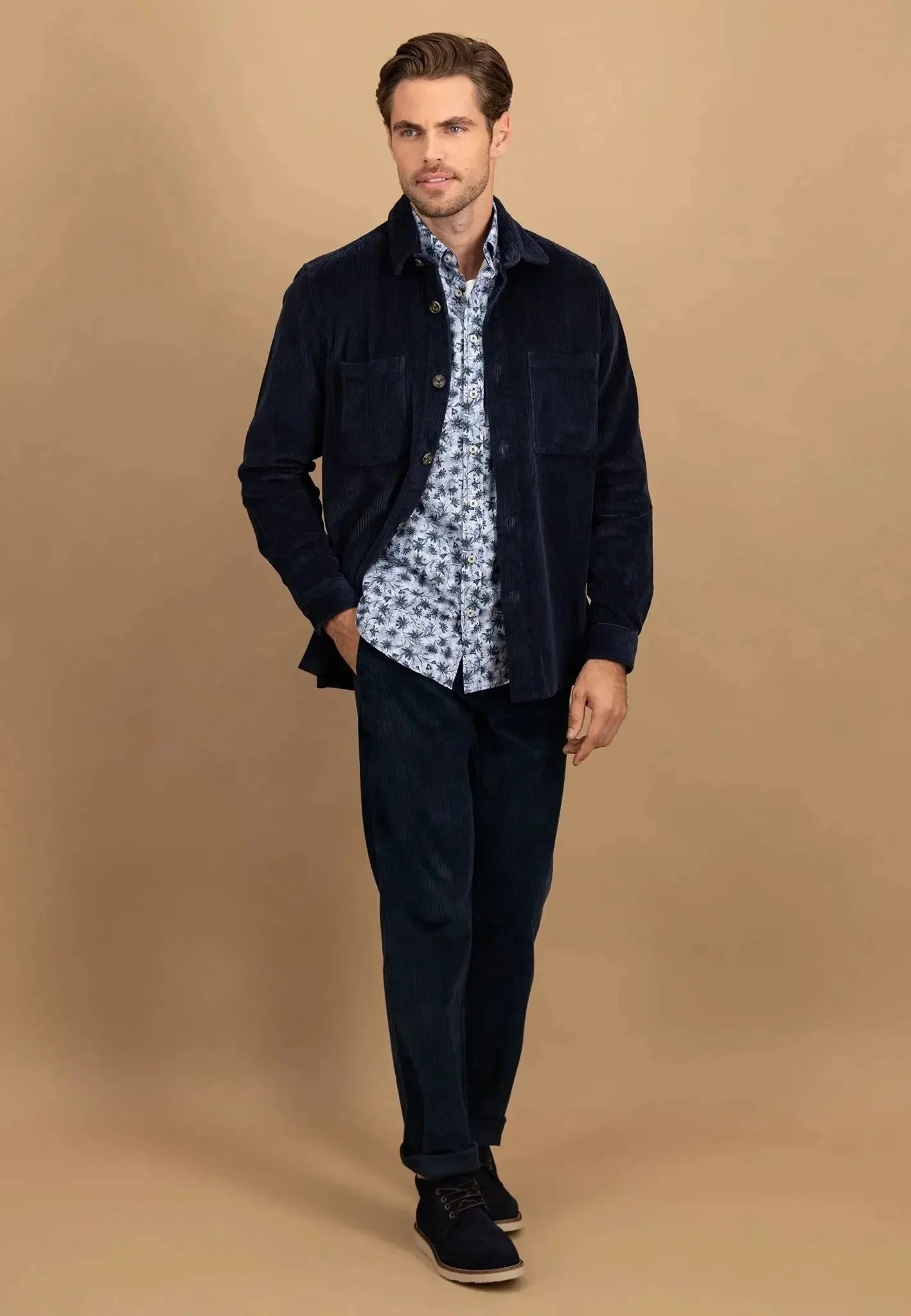 Fynch - Hatton Cotton Corduroy Overshirt Navy – Tailored Menswear | Malford of London