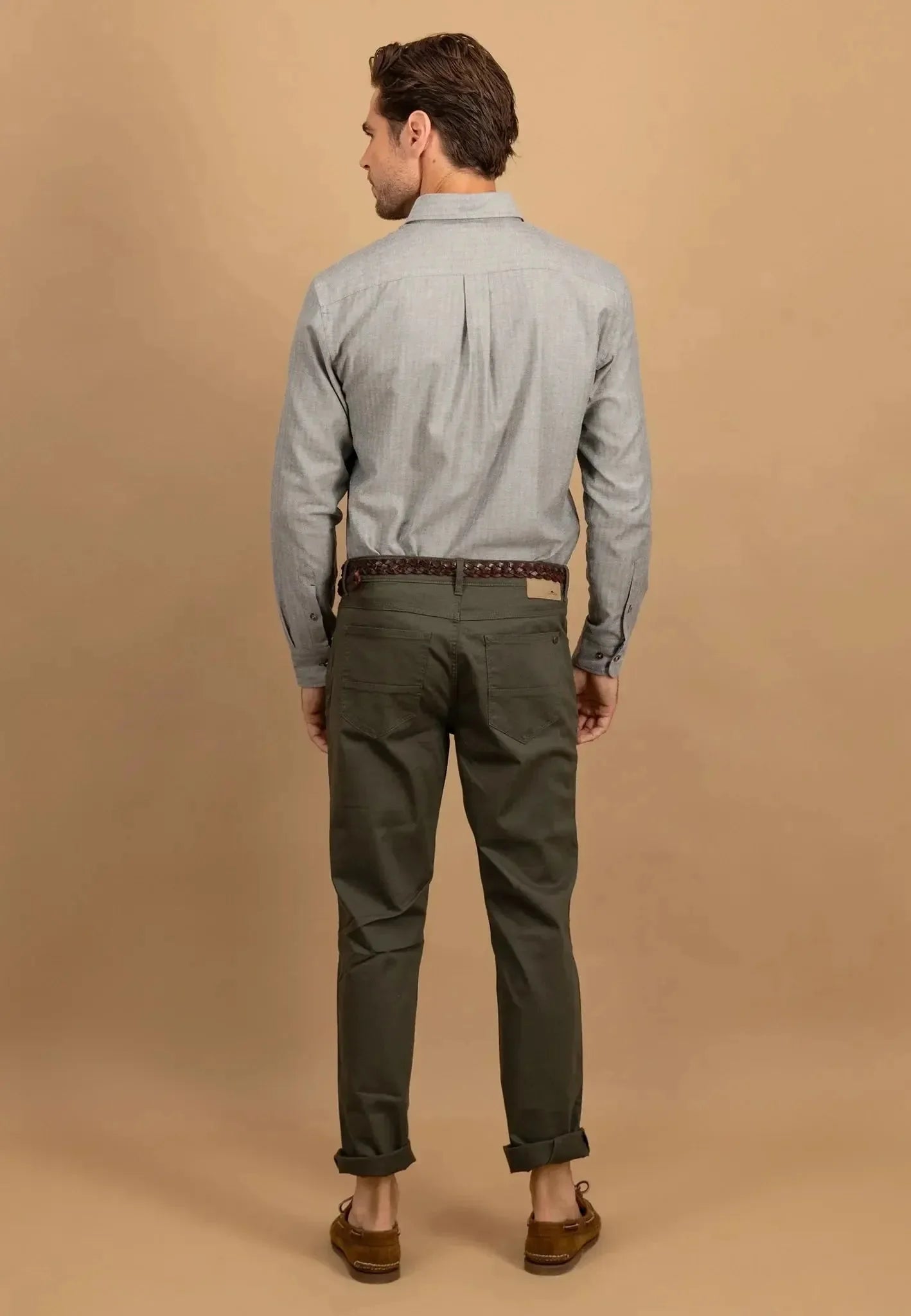 Fynch - Hatton Herringbone Flannel Button Down Shirt Dark Ivy – Tailored Menswear | Malford of London