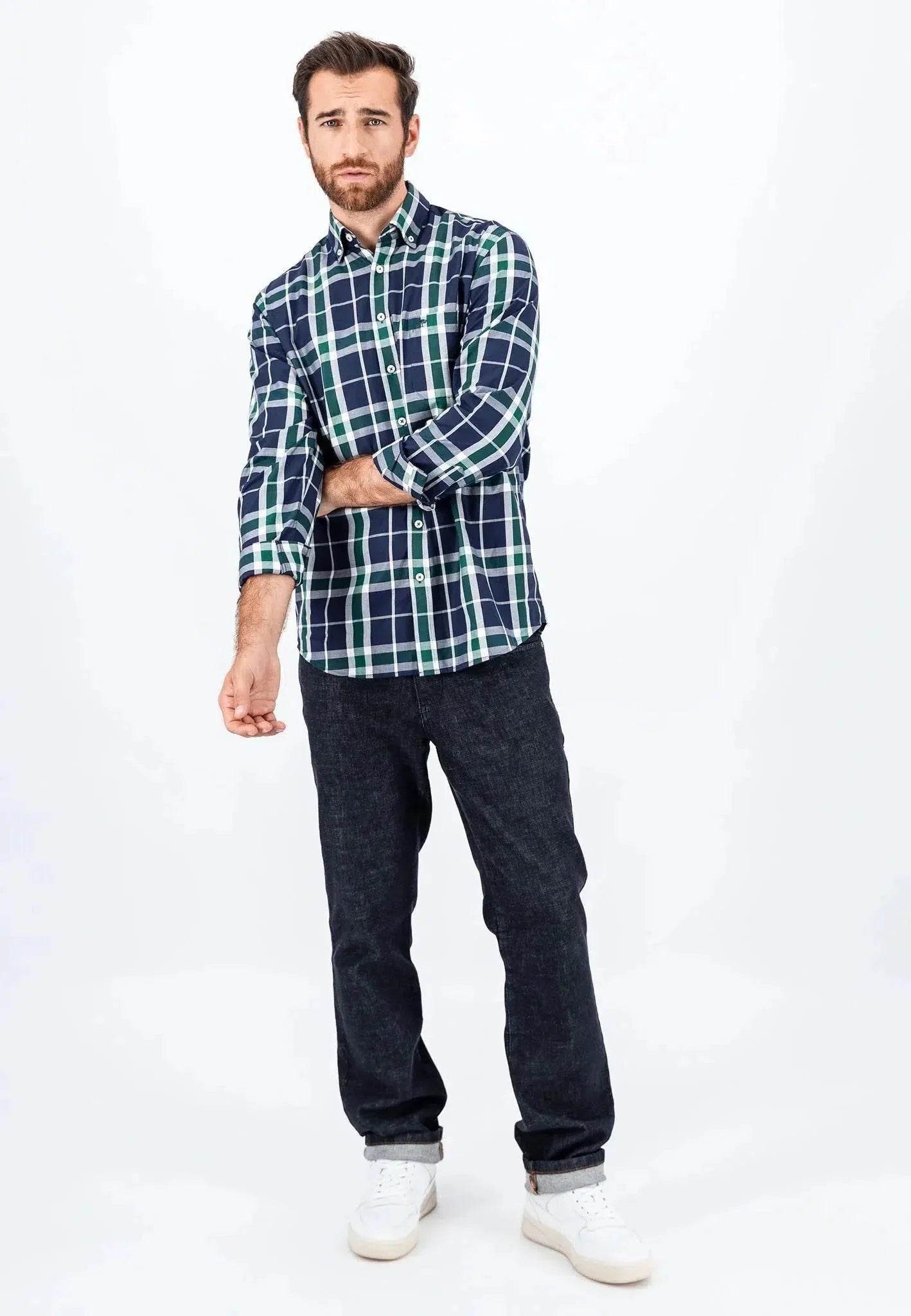 Fynch - Hatton Large Check Shirt Navy – Tailored Menswear | Malford of London