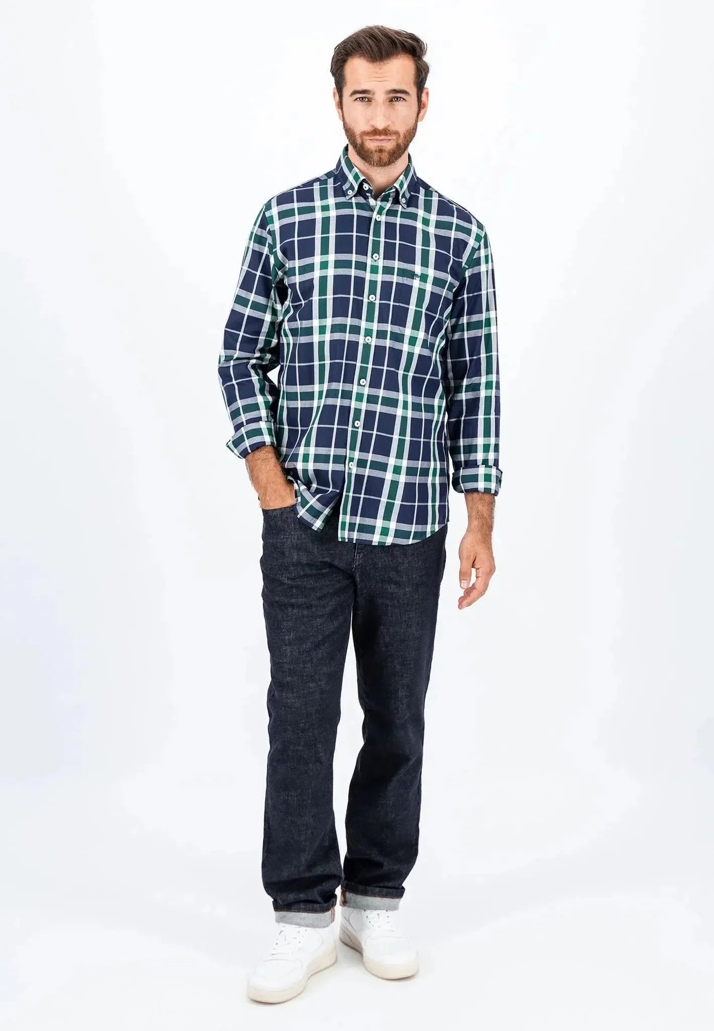 Fynch - Hatton Large Check Shirt Navy – Tailored Menswear | Malford of London