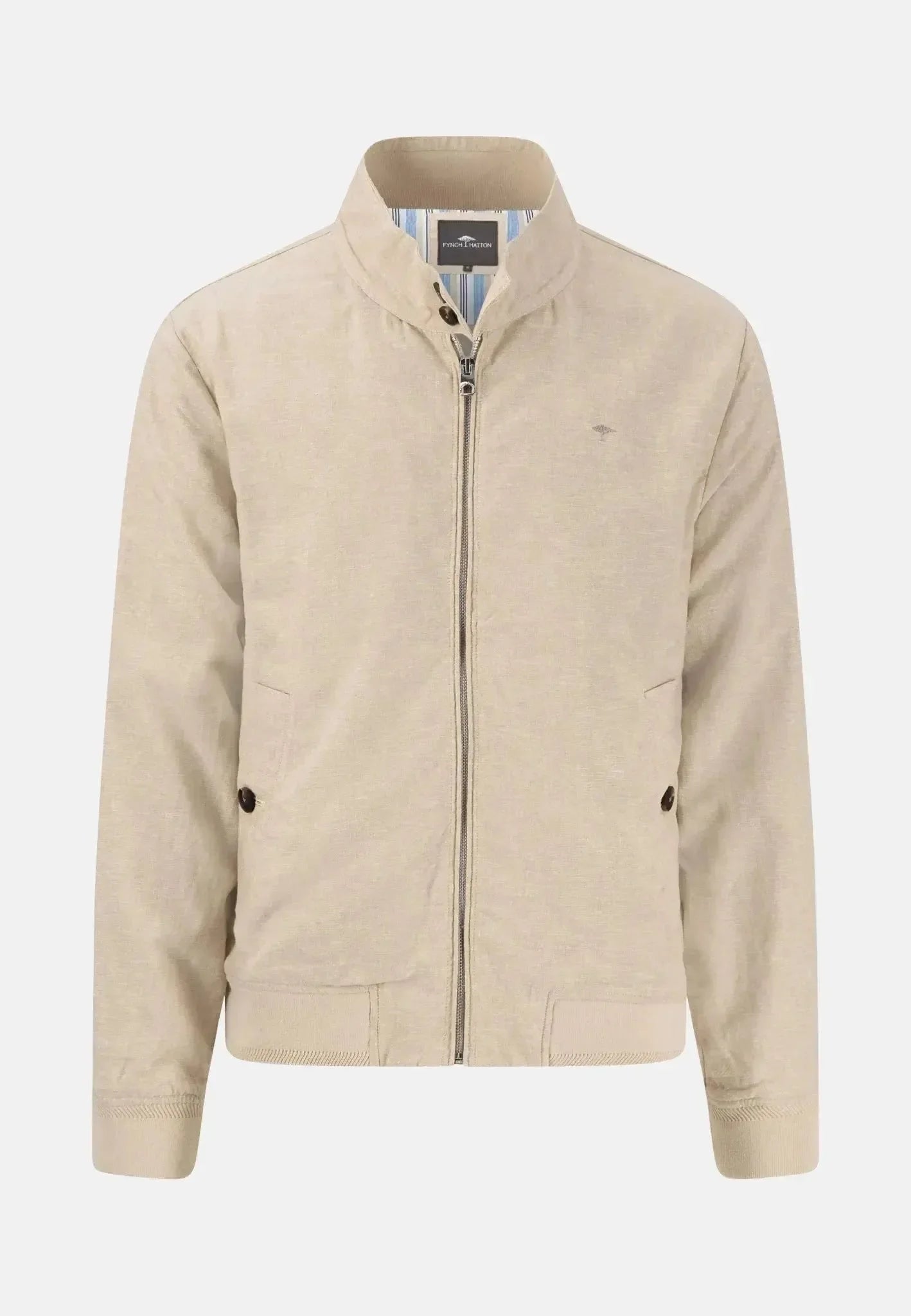 Fynch - Hatton Linen Blend Harrington Jacket Stone – Tailored Menswear | Malford of London