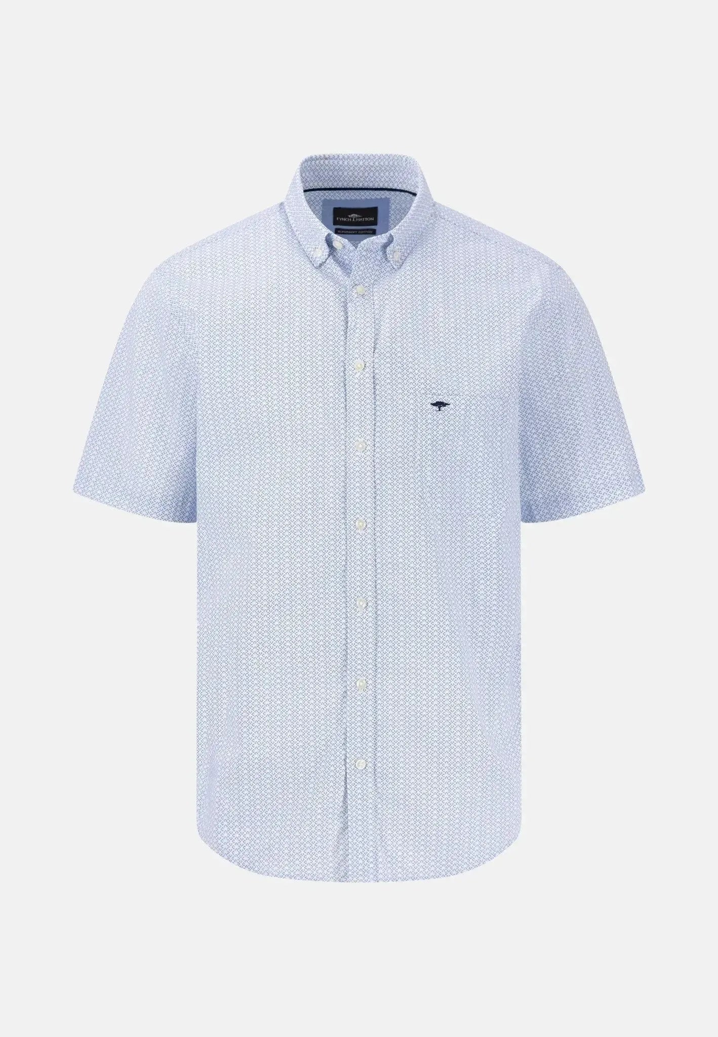 Fynch - Hatton Minimal Cotton Poplin Short Sleeved Shirt Summer Breeze – Tailored Menswear | Malford of London