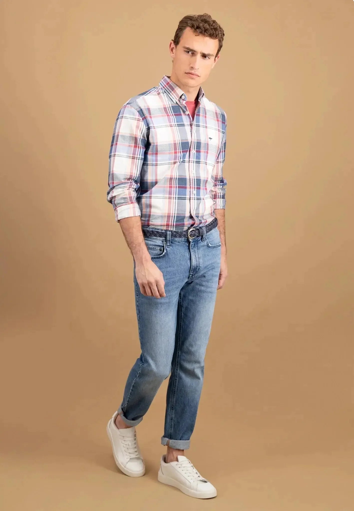 Fynch - Hatton Multicoloured Washed Oxford B.D. Shirt Berry – Tailored Menswear | Malford of London