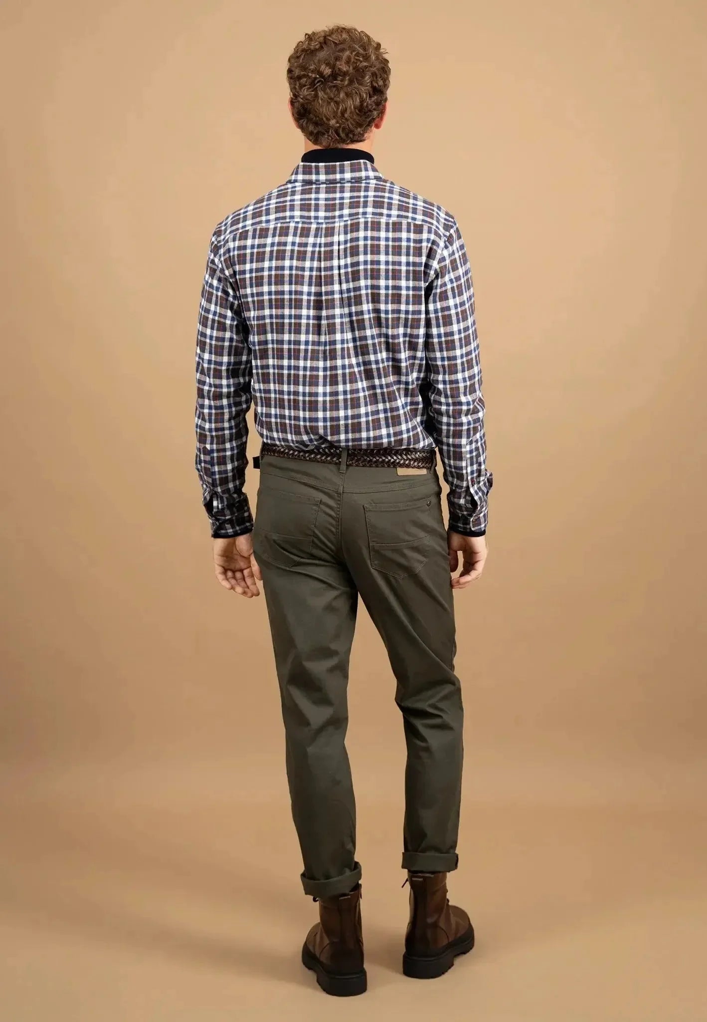 Fynch - Hatton Premium Flannel Check Button Down Shirt Dark Chocolate – Tailored Menswear | Malford of London