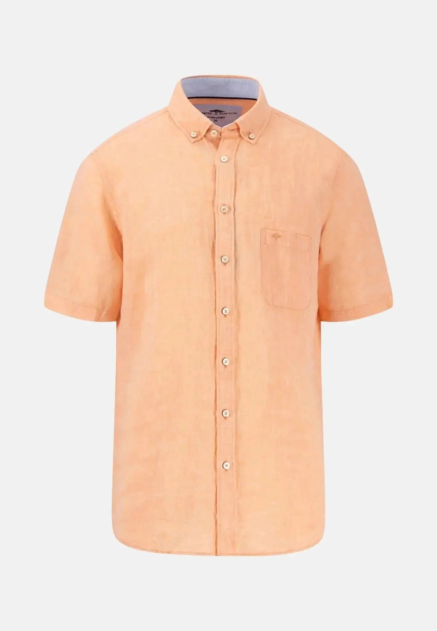 Fynch - Hatton Premium Linen Button Down Short Sleeved Shirt Sunny Orange – Tailored Menswear | Malford of London