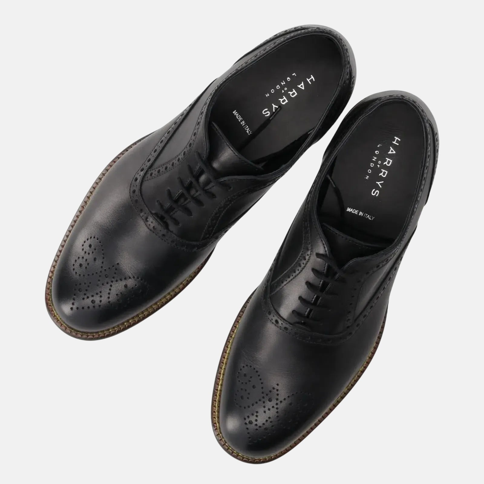 Harrys Of London Trillion Leather Brogue Black – Savile Row Menswear Outlet | Malford of London