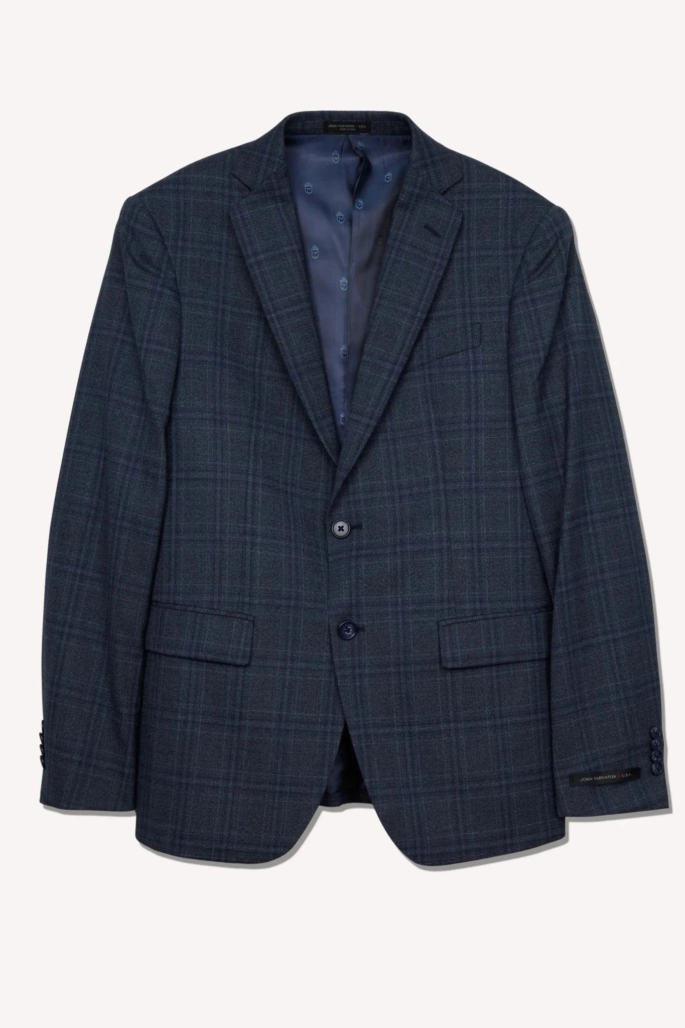John Varvatos Single Breasted Notch Lapel Check Jacket Blue – Savile Row Menswear Outlet | Malford of London