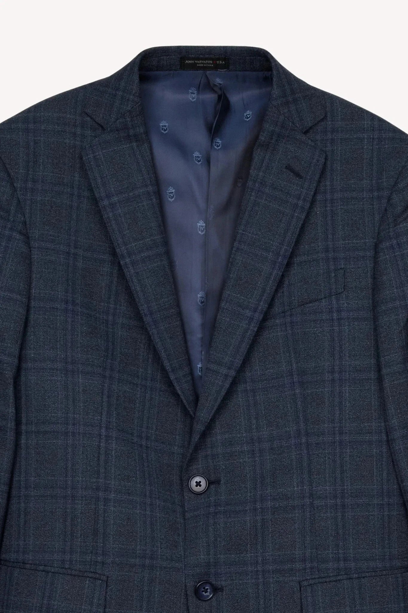 John Varvatos Single Breasted Notch Lapel Check Jacket Blue – Savile Row Menswear Outlet | Malford of London