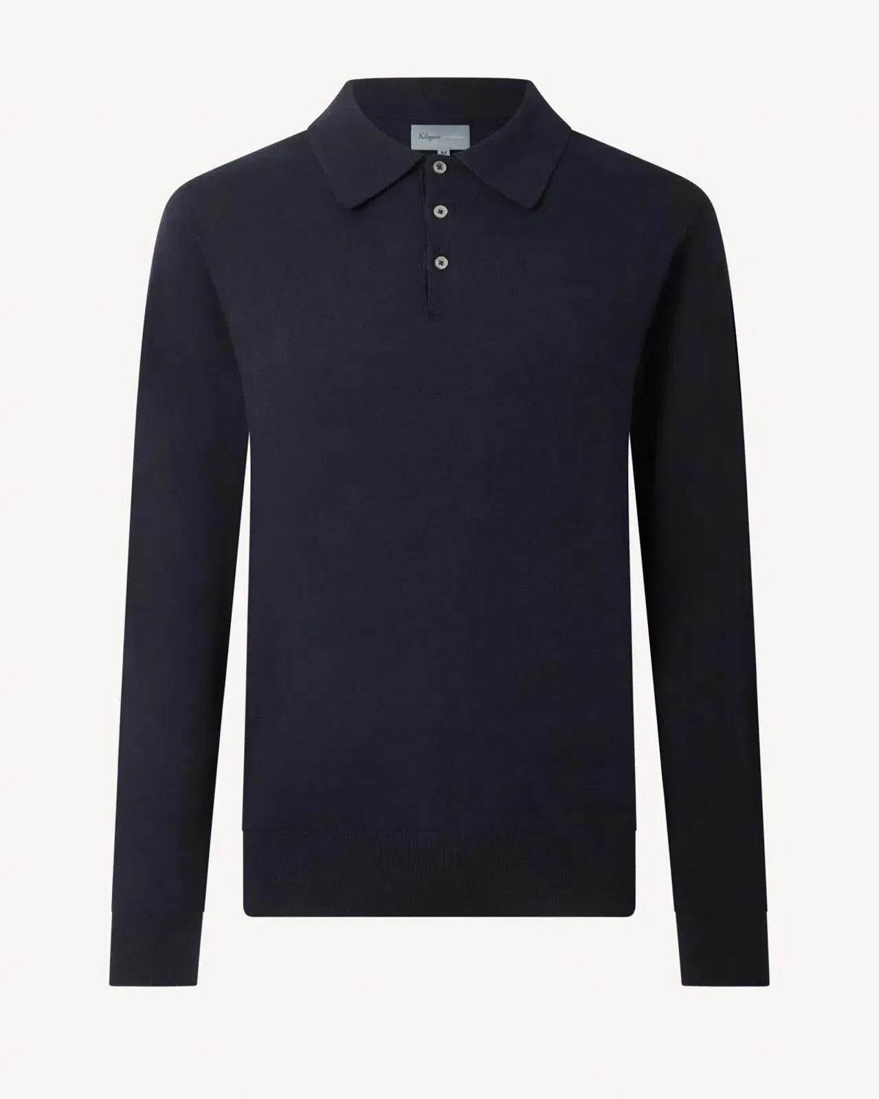 Kilgour Cotton/Cashmere Mix Long Sleeve Polo Shirt Neat Navy – Tailored Menswear | Malford of London