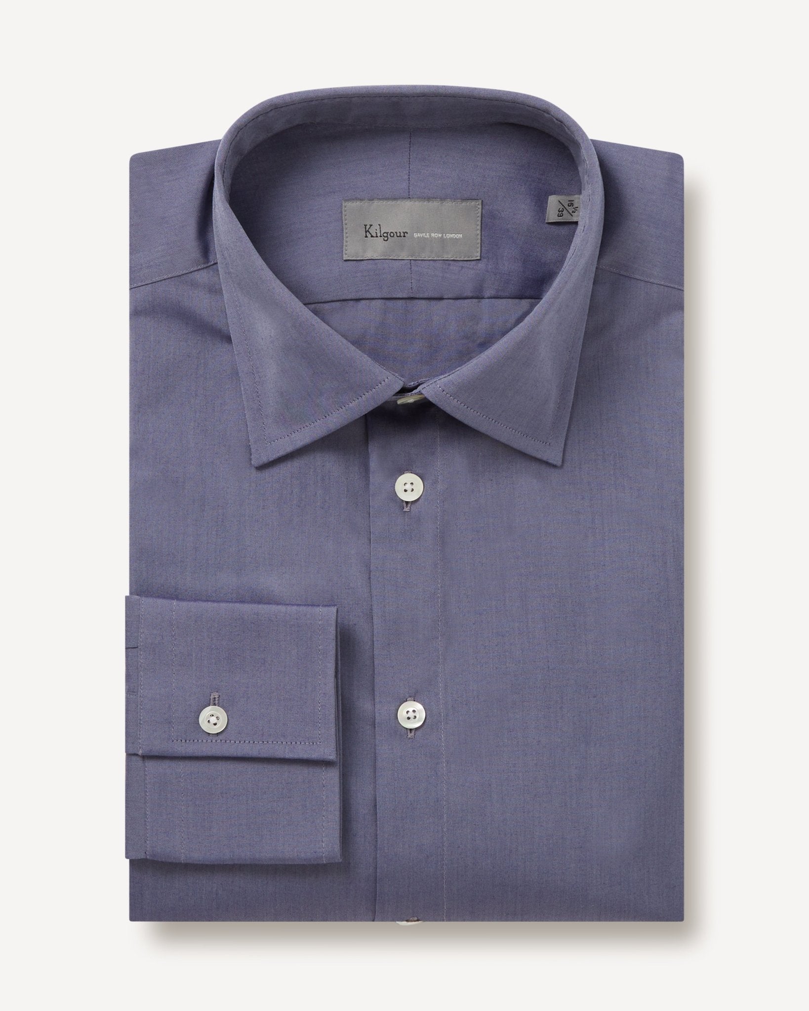 Kilgour Regular Collar Plain Cotton Shirt Indigo – Savile Row Menswear Outlet | Malford of London