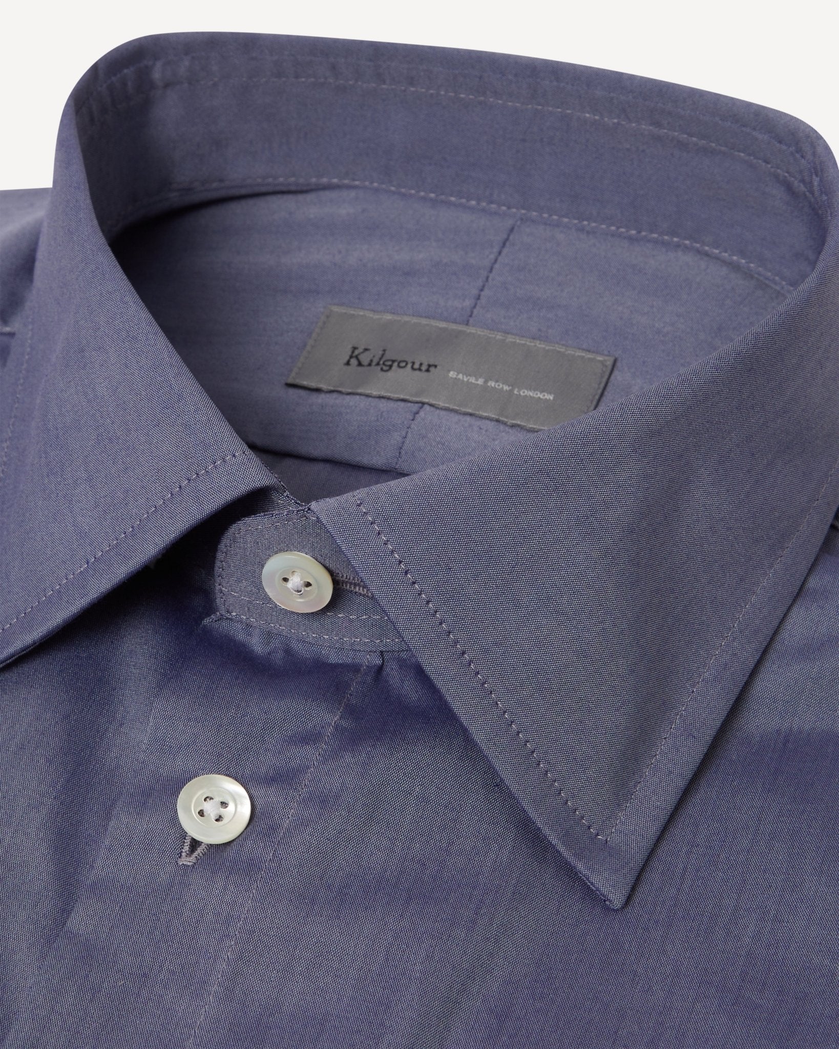 Kilgour Regular Collar Plain Cotton Shirt Indigo – Savile Row Menswear Outlet | Malford of London