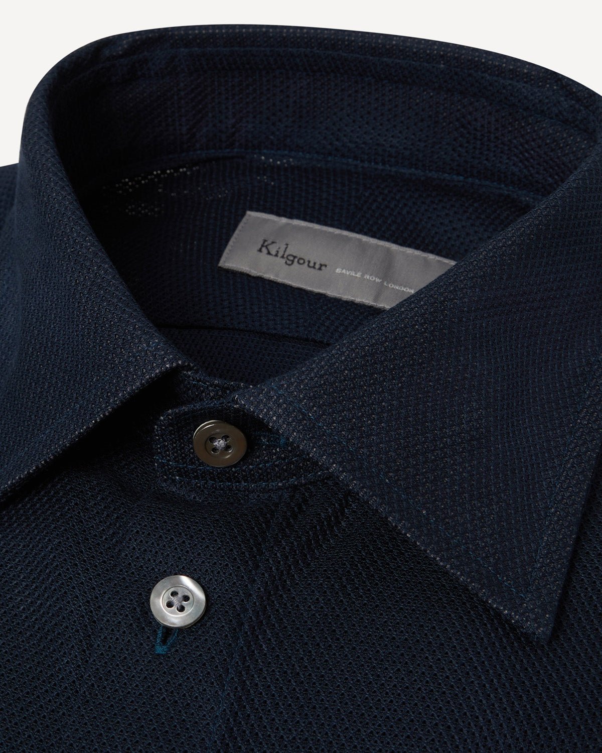 Kilgour Textured Weave Shirt Navy – Savile Row Menswear Outlet | Malford of London