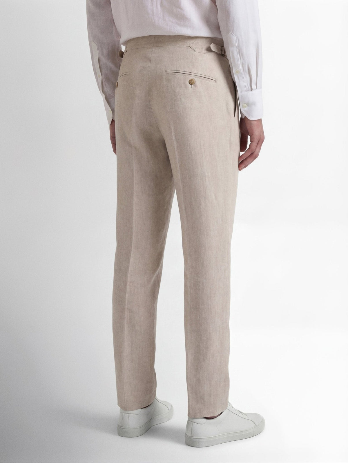 Richard James London Air Pure Linen Flat Fronted Tailored Trousers Sand – Savile Row Menswear Outlet | Malford of London