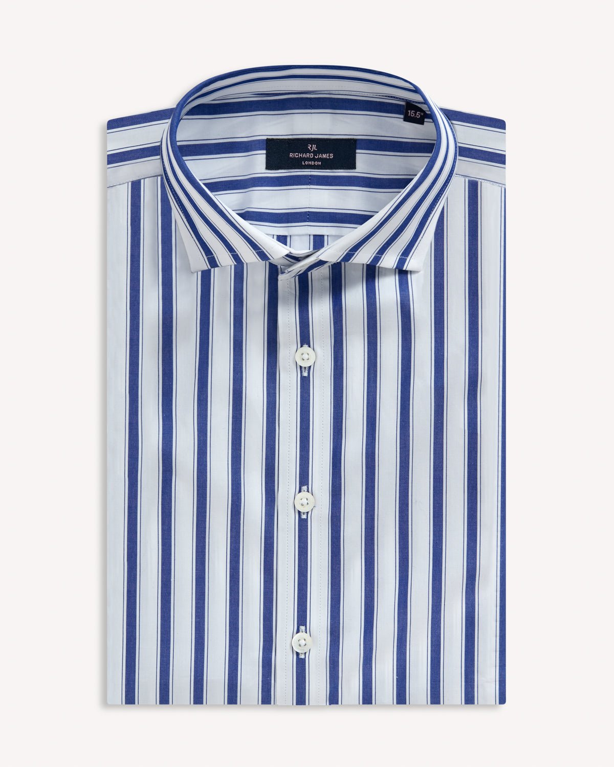 Richard James London Bold Stripe Poplin Shirt Navy/White – Savile Row Menswear Outlet | Malford of London