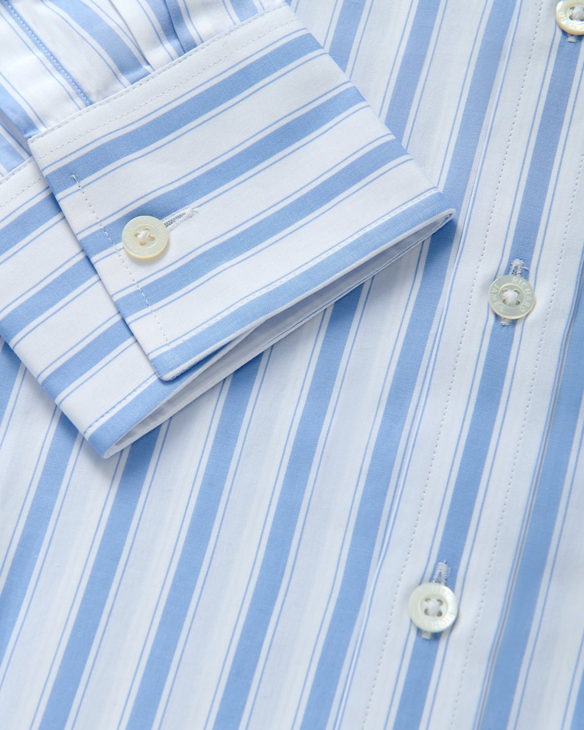 Richard James London Bold Stripe Poplin Shirt Sky White - Malford_of_London_Tailoring_Archive