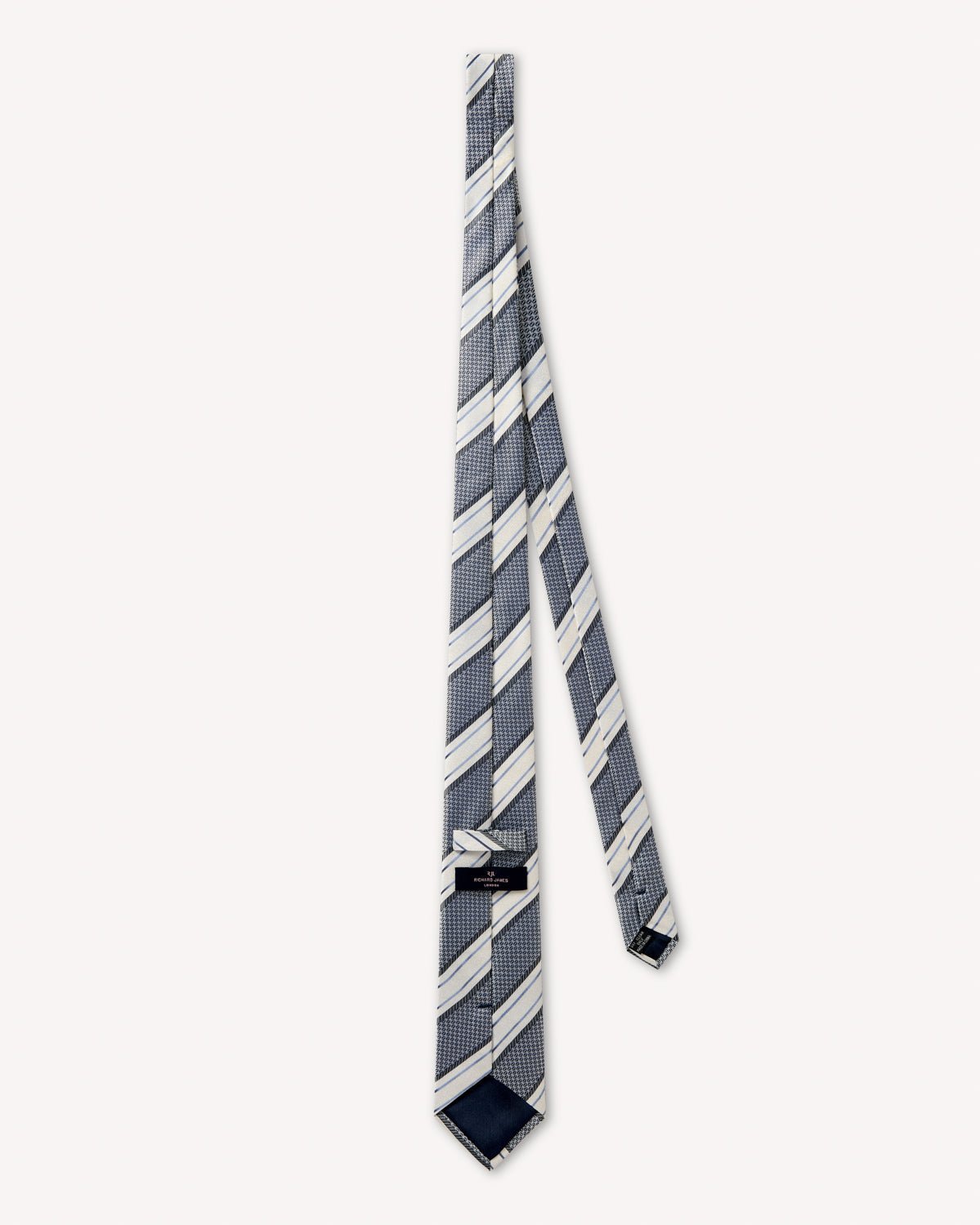 Richard James London Burlington Club Tie Navy Sky Cream - Malford_of_London_Tailoring_Archive