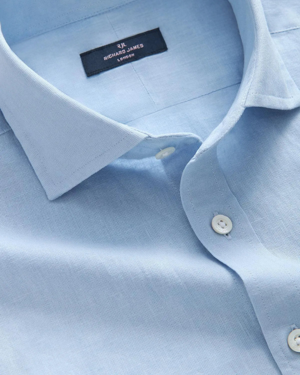 Richard James London Classic Linen Blend Shirt Sky - Malford_of_London_Tailoring_Archive