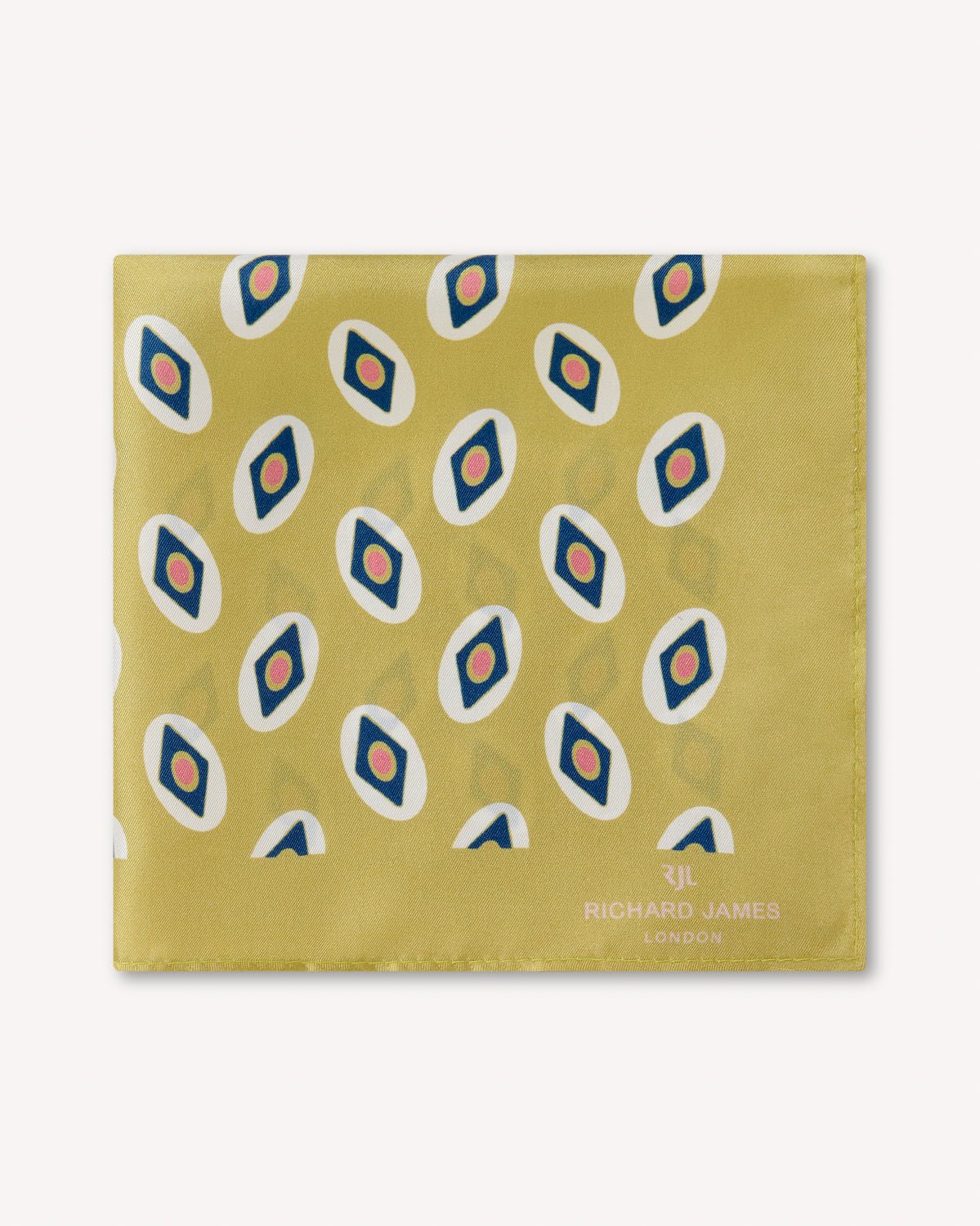 Richard James London Geo Print Silk Pocket Square Gold – Savile Row Menswear Outlet | Malford of London