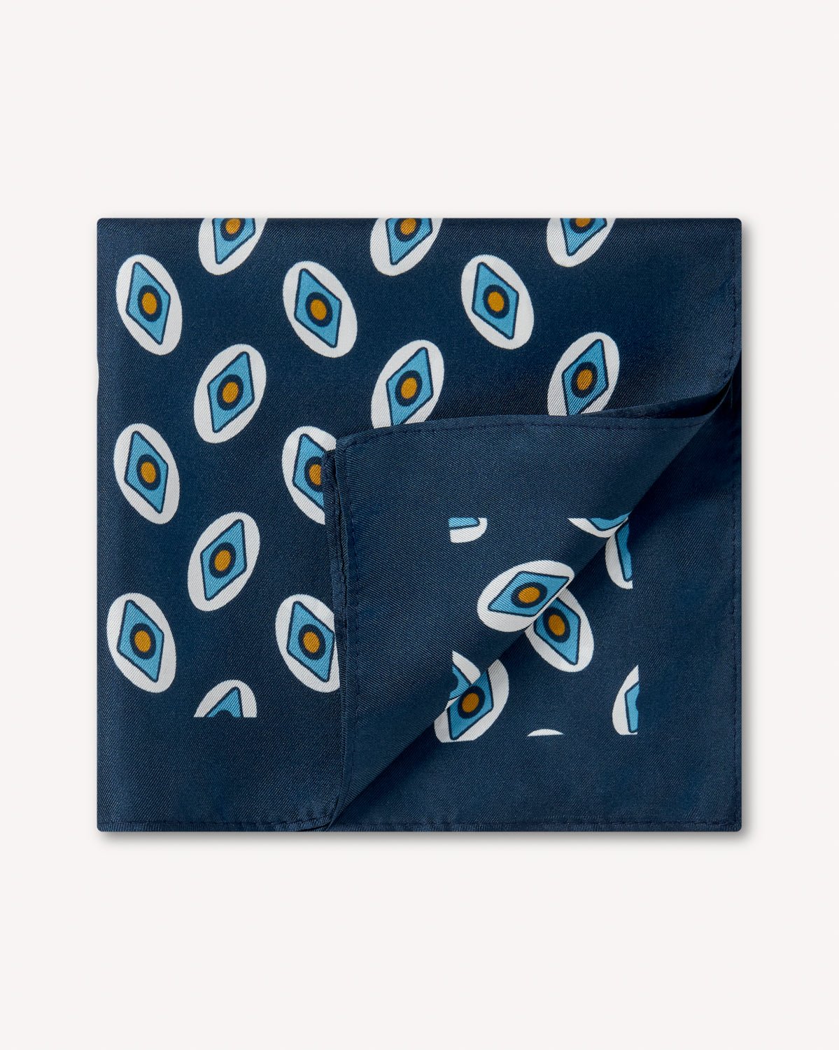 Richard James London Geo Print Silk Pocket Square Navy – Savile Row Menswear Outlet | Malford of London