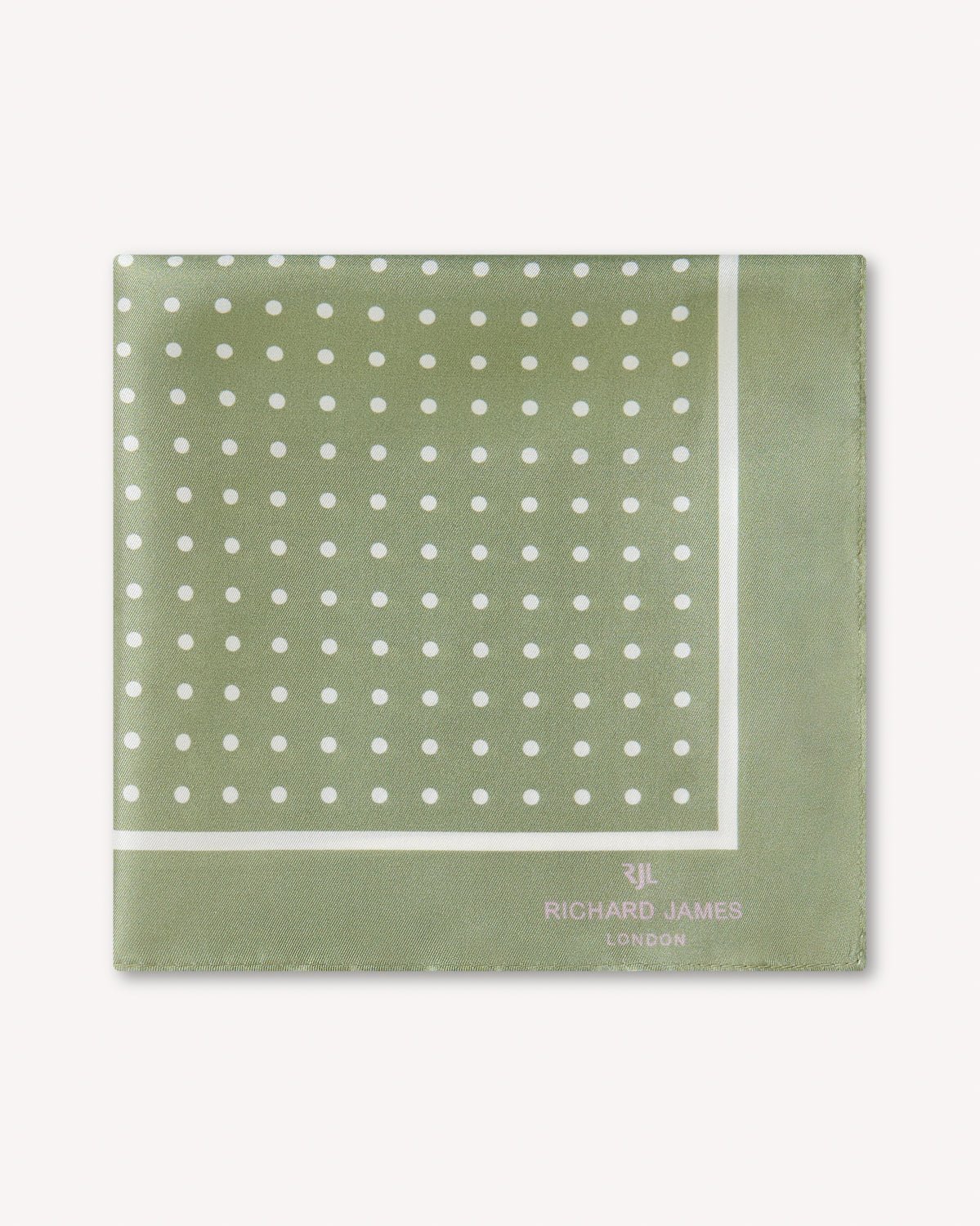 Richard James London Polka Dot Silk Pocket Square Khaki - Malford_of_London_Tailoring_Archive