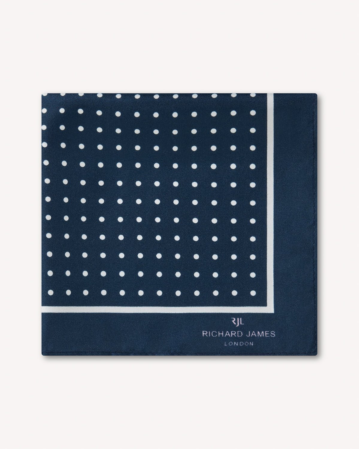 Richard James London Polka Dot Silk Pocket Square Navy – Savile Row Menswear Outlet | Malford of London