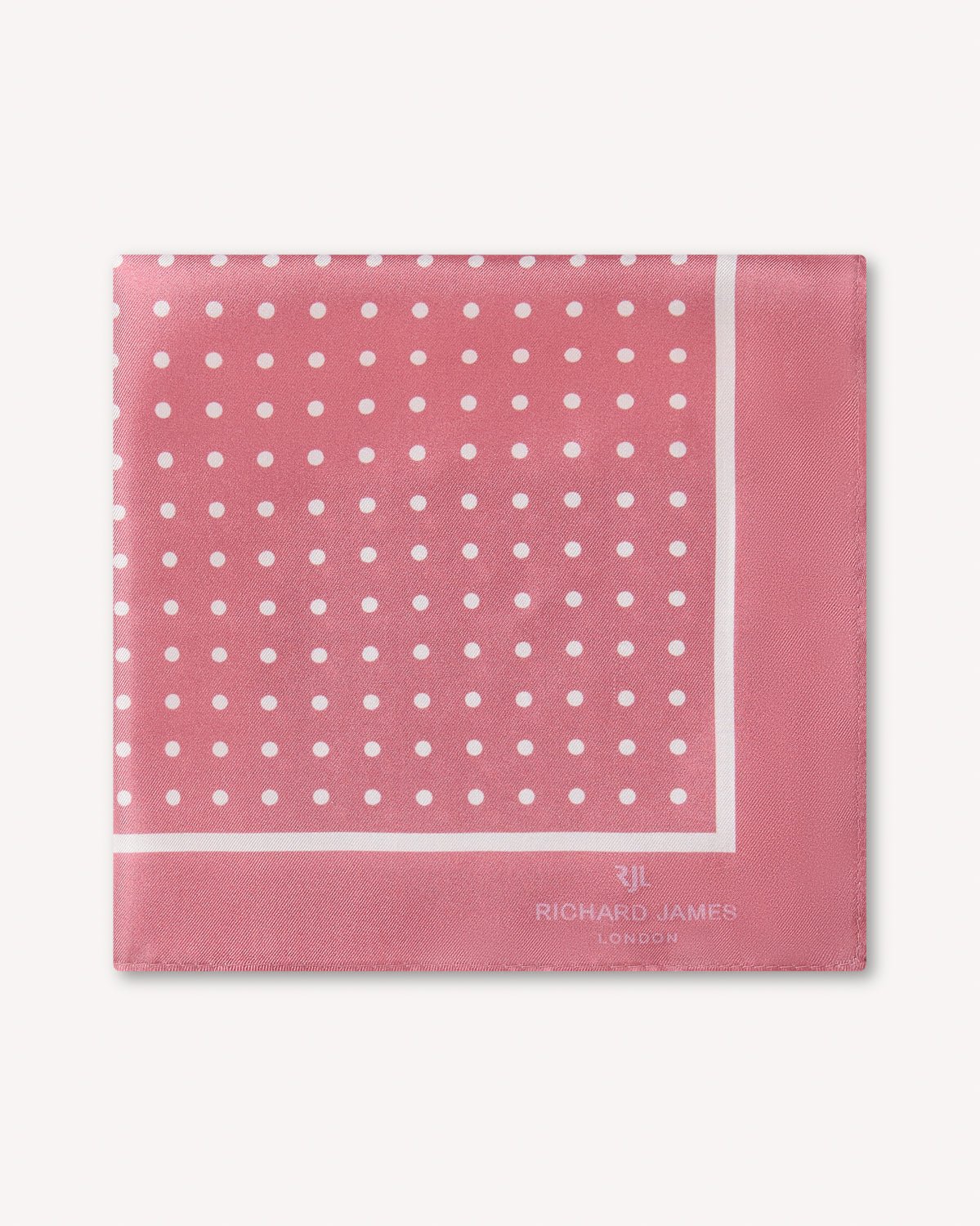 Richard James London Polka Dot Silk Pocket Square Pink – Savile Row Menswear Outlet | Malford of London