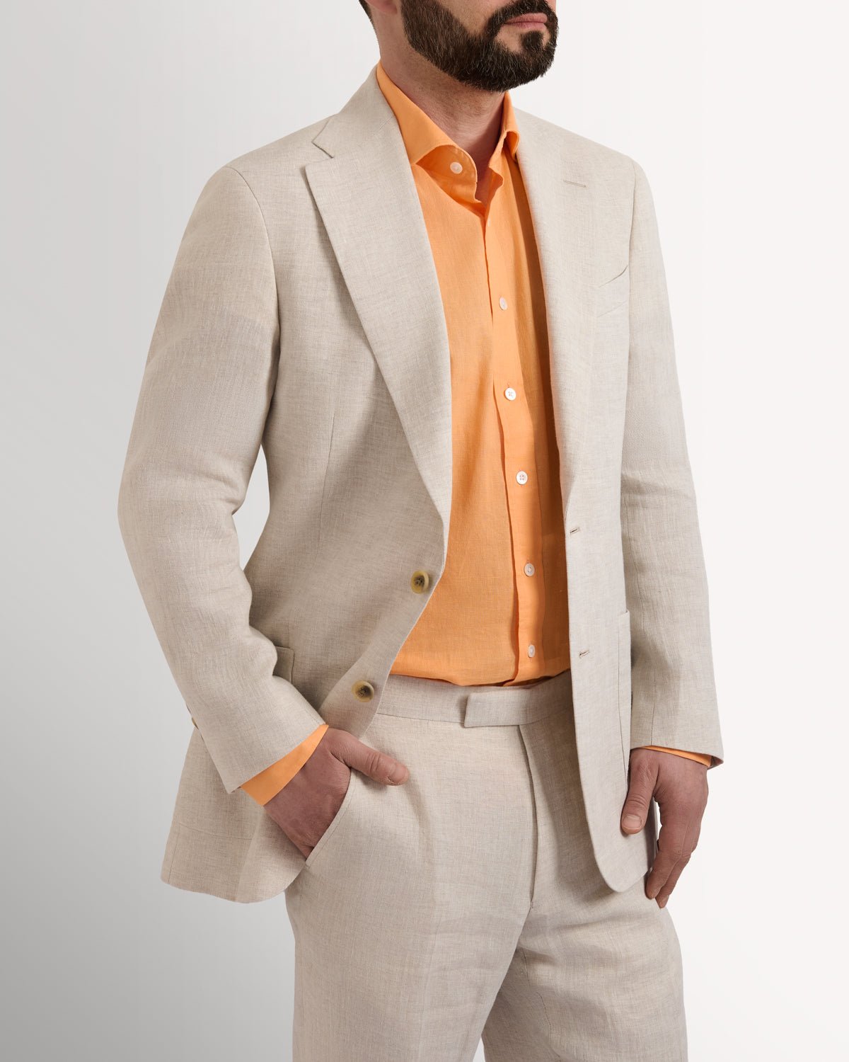 Richard James London PURE LINEN SB2N PATCH POCKET JACKET SAND – Savile Row Menswear Outlet | Malford of London