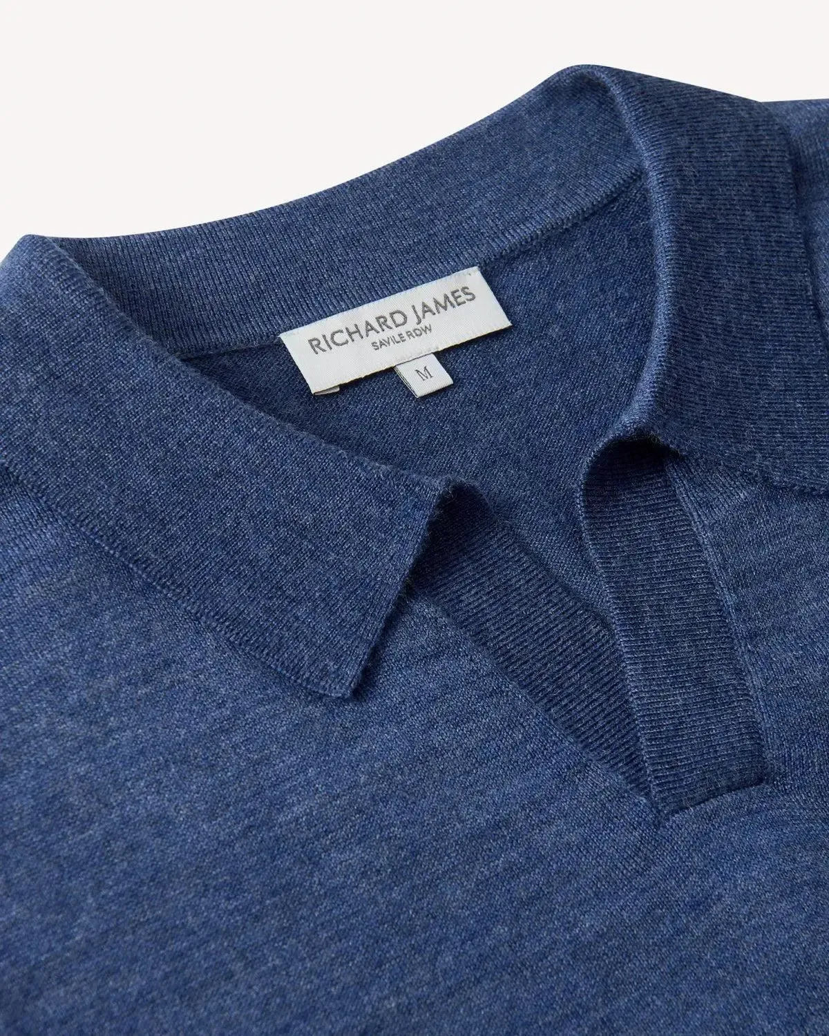 Richard James Merino Wool Collared Knit Indigo - Savile Row Formalwear Outlet - Malford of London