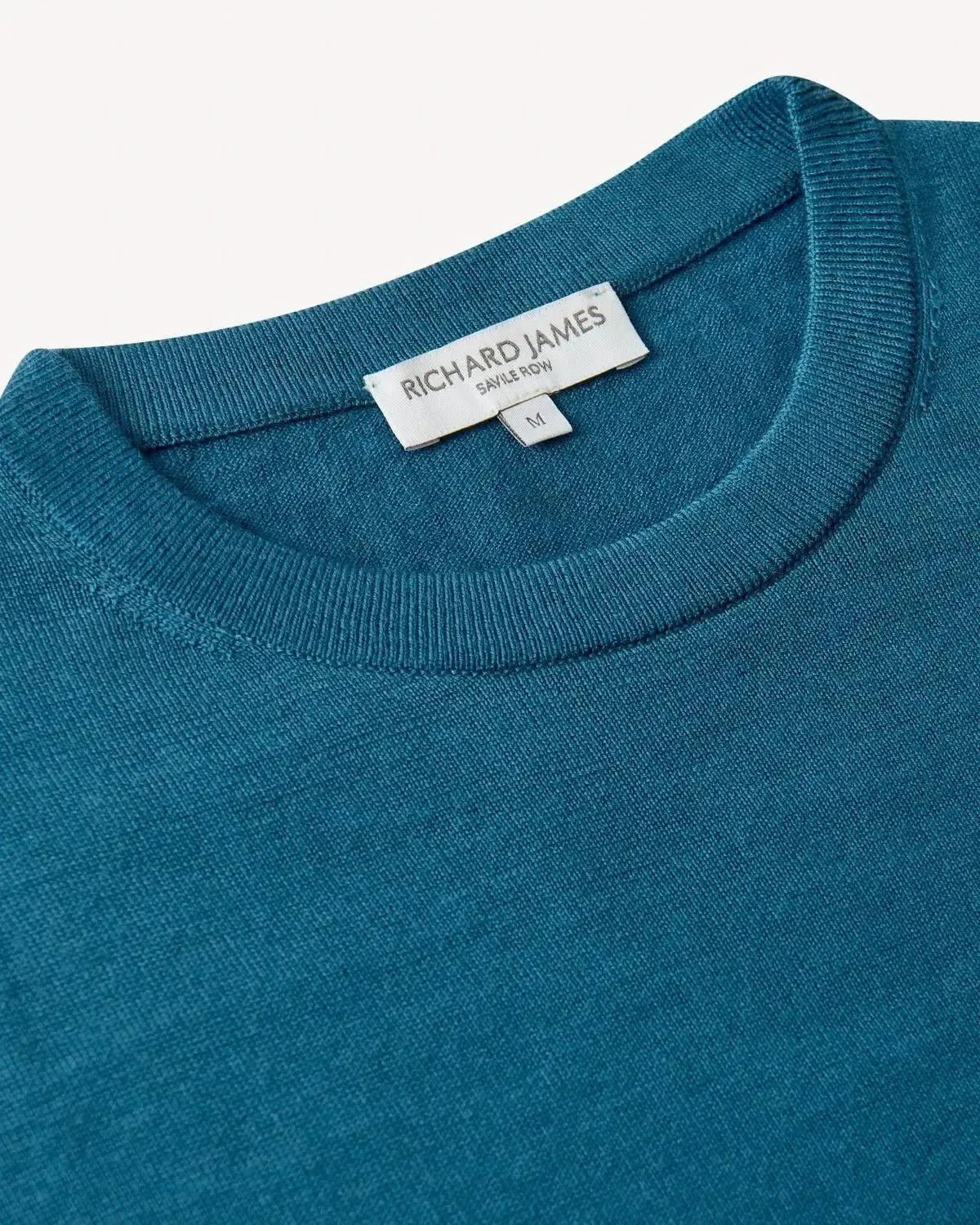 Richard James Merino Wool Crewneck Knit Cobalt - Malford_of_London_Tailoring_Archive