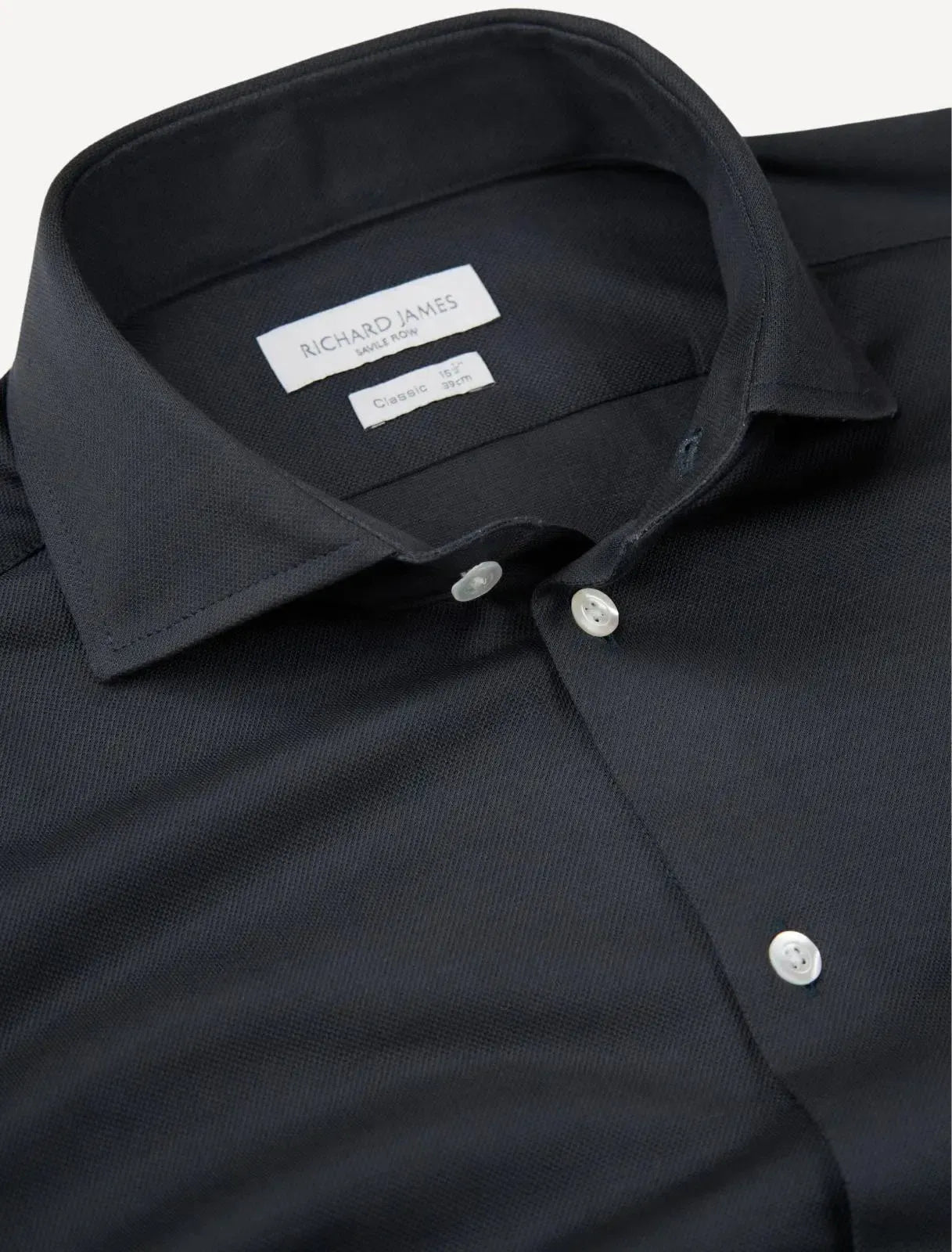 Richard James Tailored Fit Plain Textured Weave Shirt Black Weave – Savile Row Menswear Outlet | Malford of London