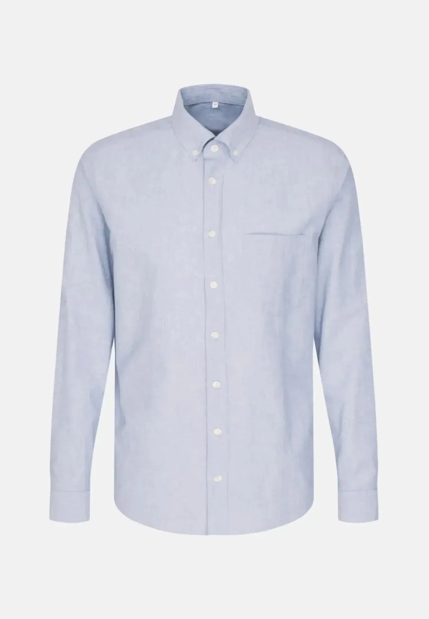 Seidensticker Regular Fit Button Down Linen Blend Chambray Shirt Light Blue – Tailored Menswear | Malford of London