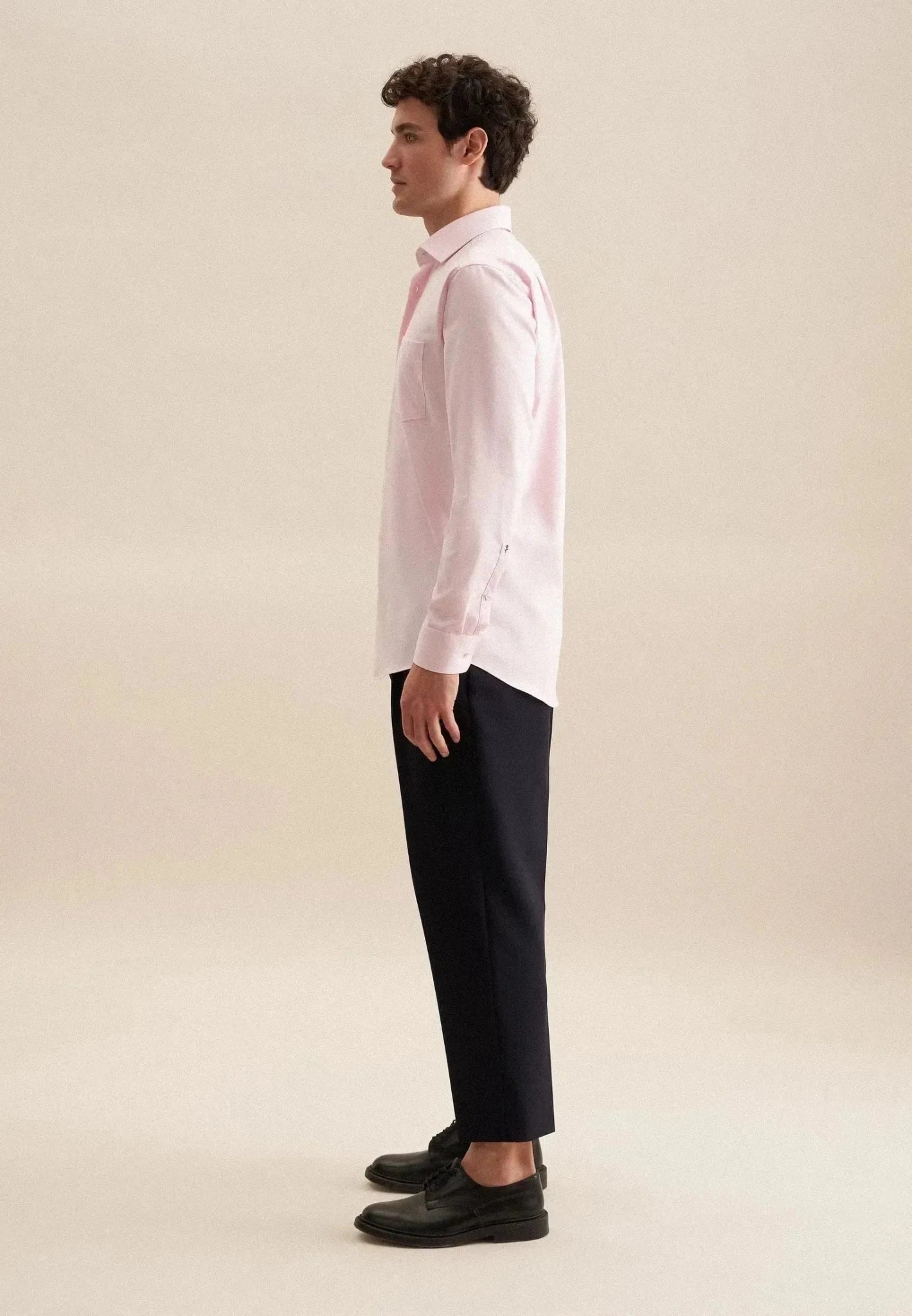 Seidensticker Regular Fit No Iron Business Kent Contrast Patch Business Shirt Pink – Tailored Menswear | Malford of London