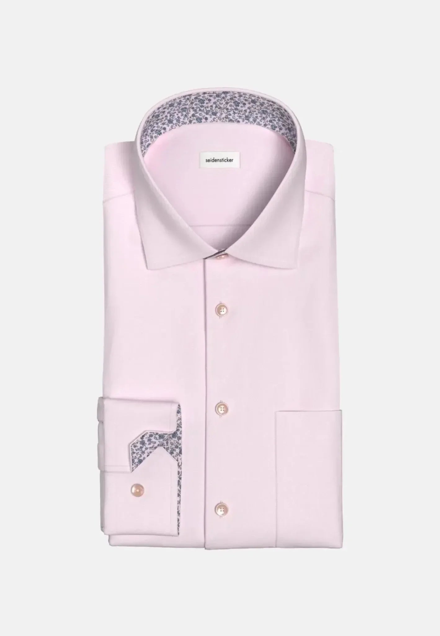 Seidensticker Regular Fit No Iron Business Kent Contrast Patch Business Shirt Pink – Tailored Menswear | Malford of London
