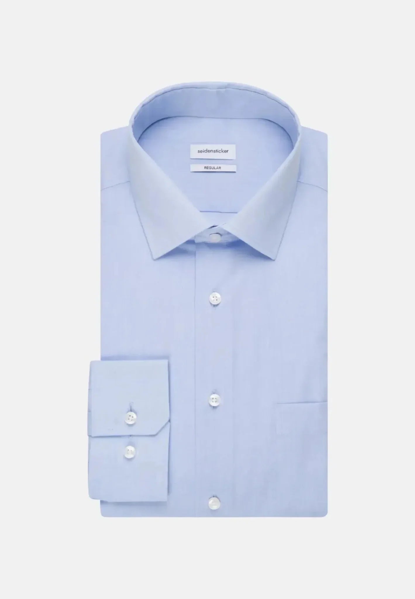 Seidensticker Regular Fit No Iron Kent Collar Business Shirt Light Blue – Tailored Menswear | Malford of London