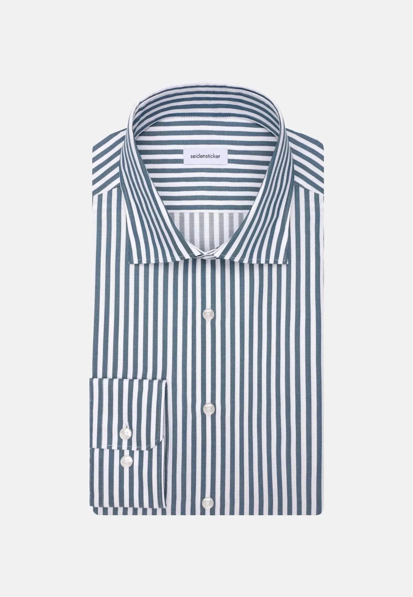 Seidensticker Regular Fit No Iron New Kent Striped Business Shirt Dark Teal – Tailored Menswear | Malford of London