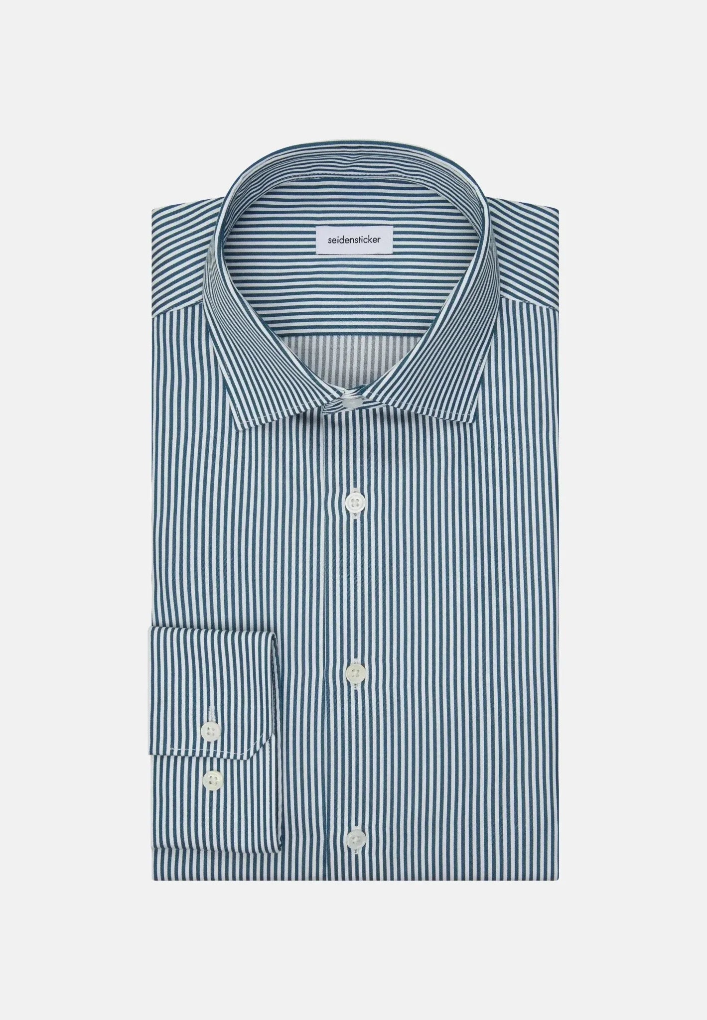 Seidensticker Shaped Fit Easy Iron New Kent Striped Business Shirt Dark Teal – Tailored Menswear | Malford of London