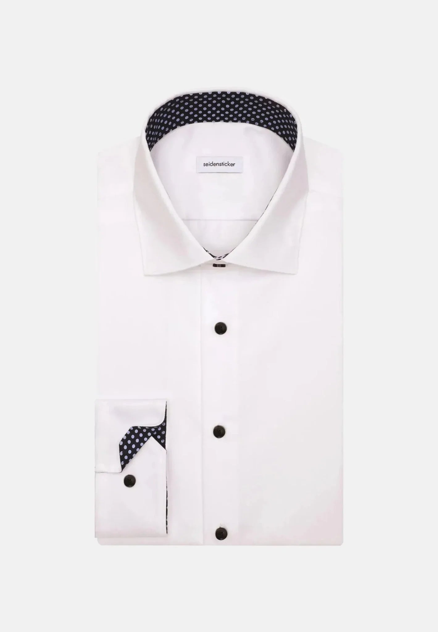 Seidensticker Shaped Fit No Iron Contrast Kent Collar Business Shirt White – Tailored Menswear | Malford of London