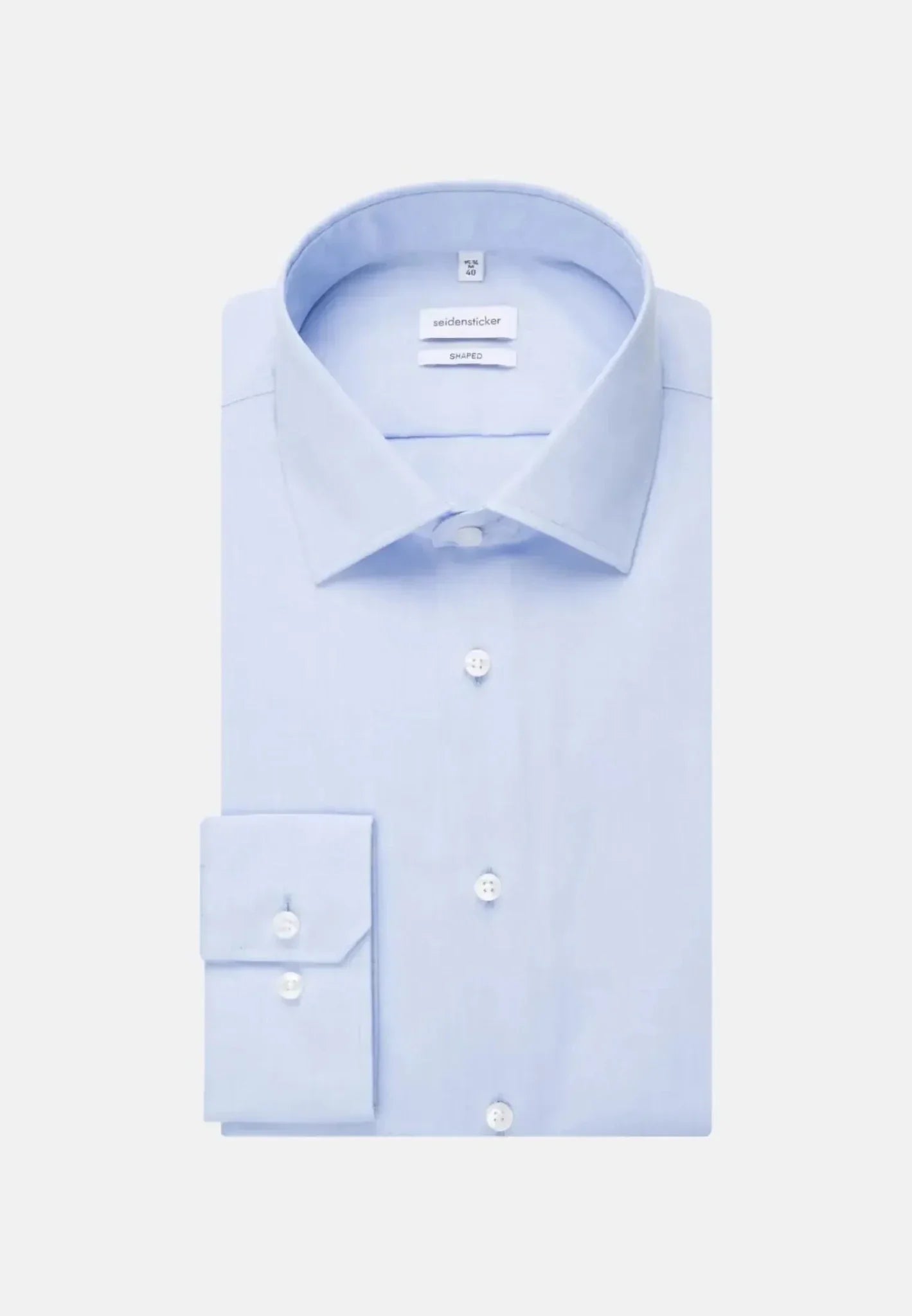Seidensticker Shaped Fit No Iron Kent Collar Business Shirt Light Blue – Tailored Menswear | Malford of London