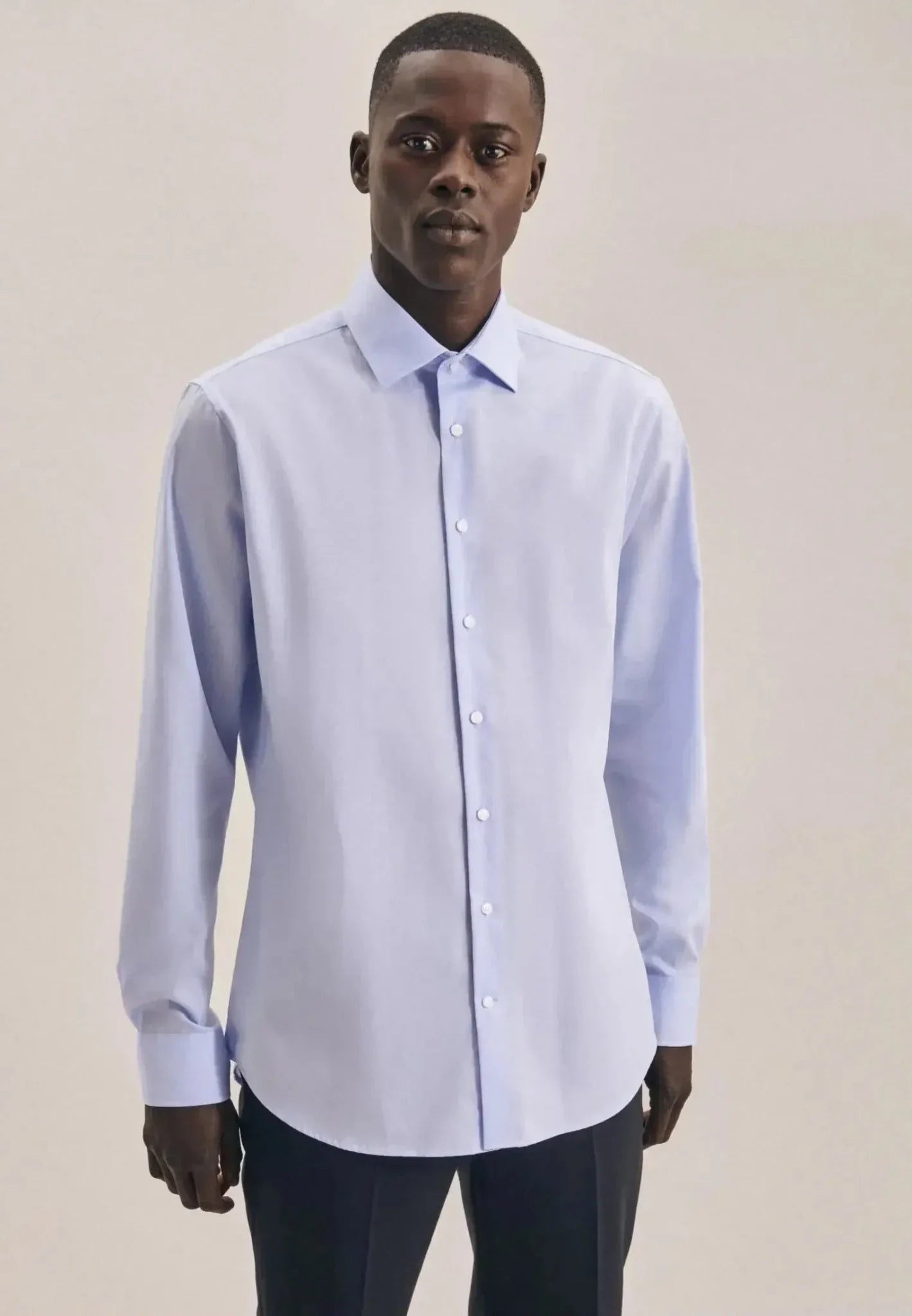 Seidensticker Shaped Fit No Iron Kent Collar Business Shirt Light Blue – Tailored Menswear | Malford of London