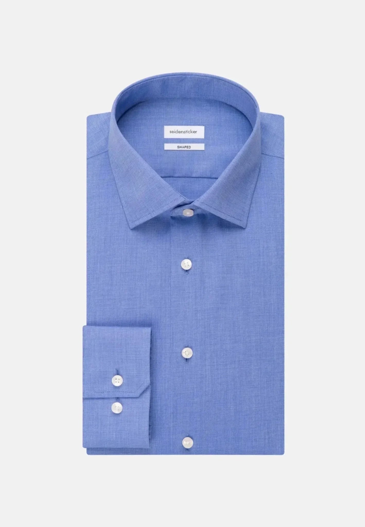 Seidensticker Shaped Fit No Iron Kent Collar Business Shirt Mid Blue – Tailored Menswear | Malford of London