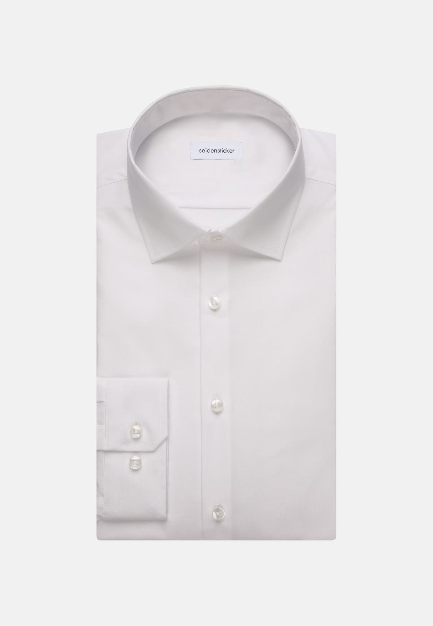 Seidensticker Shaped Fit No Iron Kent Collar Business Shirt White – Tailored Menswear | Malford of London