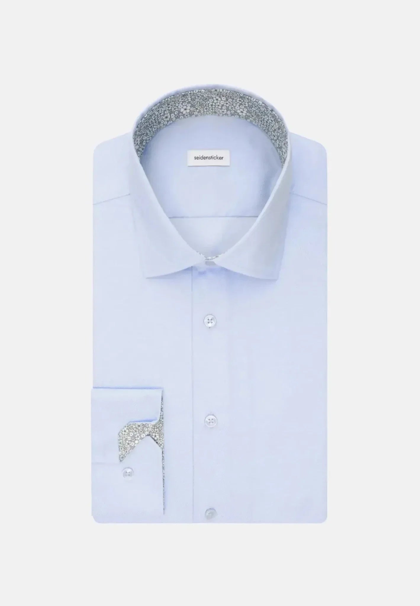 Seidensticker Slim Fit Easy Iron Business Kent Contrast Patch Business Shirt Light Blue – Tailored Menswear | Malford of London
